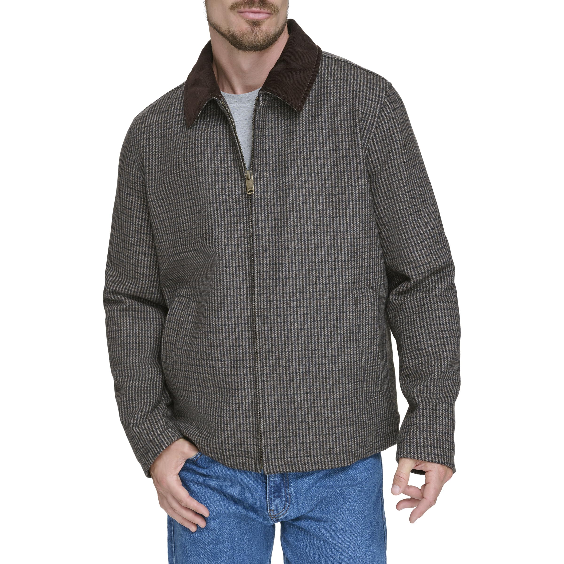 DOCKERS Men's Wool Blend Open Bottom Jacket with Quilted Coat, Houndstooth (Without Bib), Large