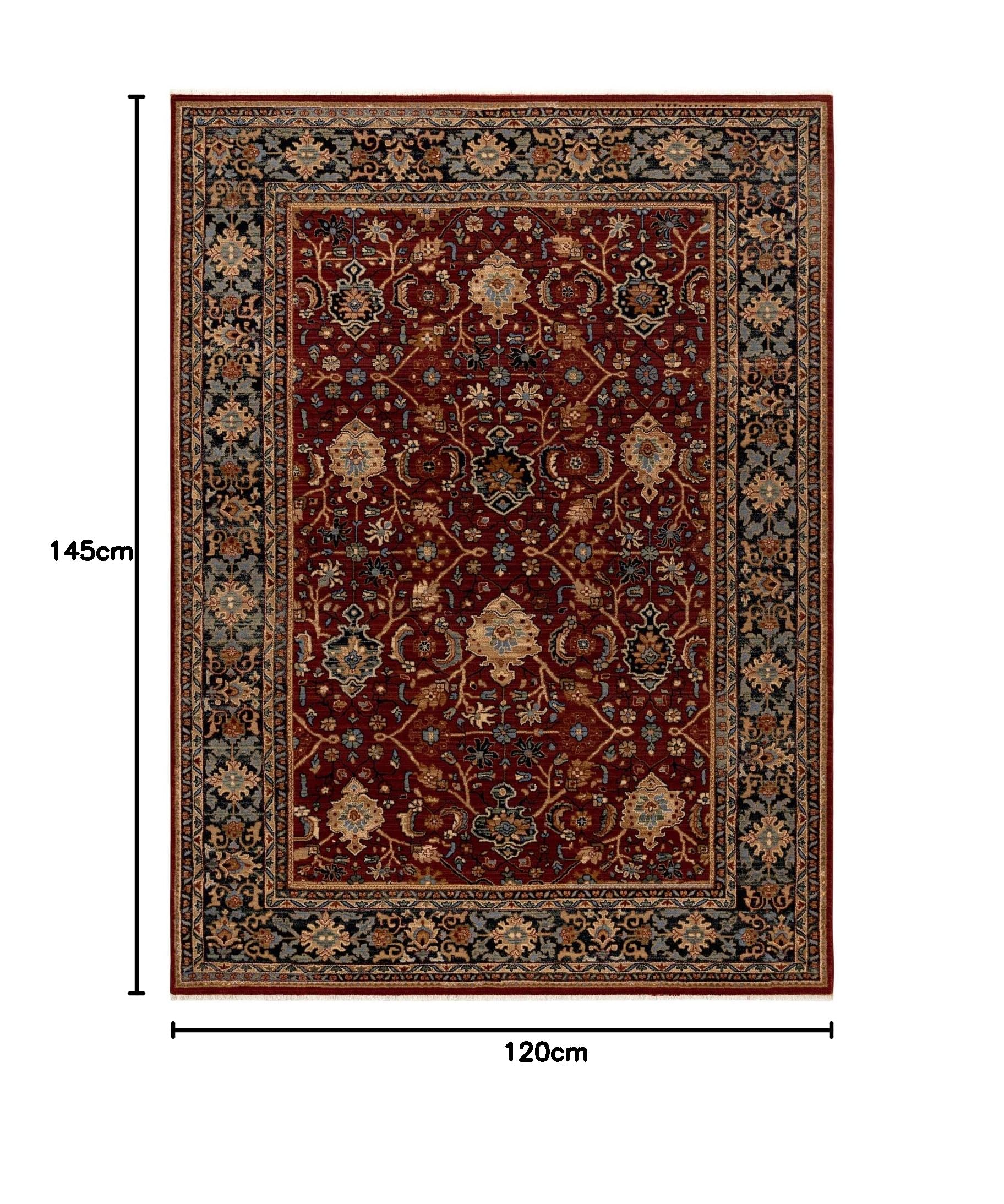rugsx Tapis en Laine KESHAN Franges, Classique Oriental, Tapis Traditionnel, pour la Chambre, Le Salon, la Chambre à Coucher, de Haute qualité Beige/Bordeaux/Bleu foncé 120x145 cm