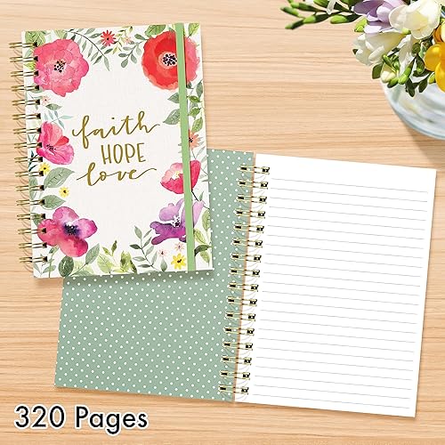 Miniatura 6 de Designer Greetings, Designer Papers - Diario de tapa flexible con banda elástica, diseño floral de acuarela "Faith, Hope, Love", 320 páginas (6 x