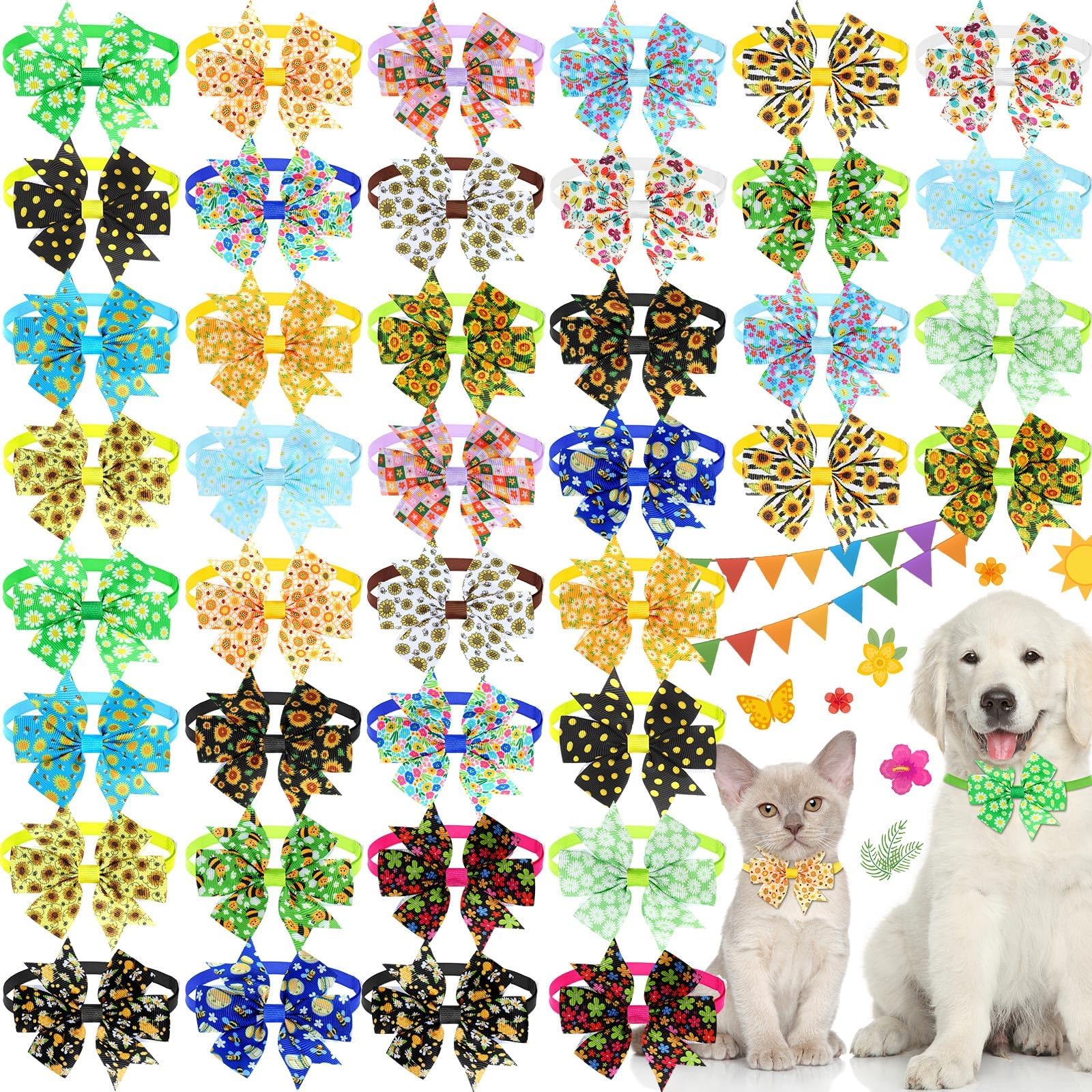 Talltalk 40 Pcs Spring Dog Collars for Dogs Daisy Dog Bows