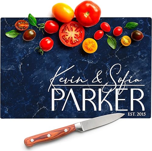 Miniatura 2 de Letreros de cocina personalizados para parejas, 12 patrones de mármol, 8 x 10 pulgadas, tabla de cortar de vidrio personalizada, regalos de boda