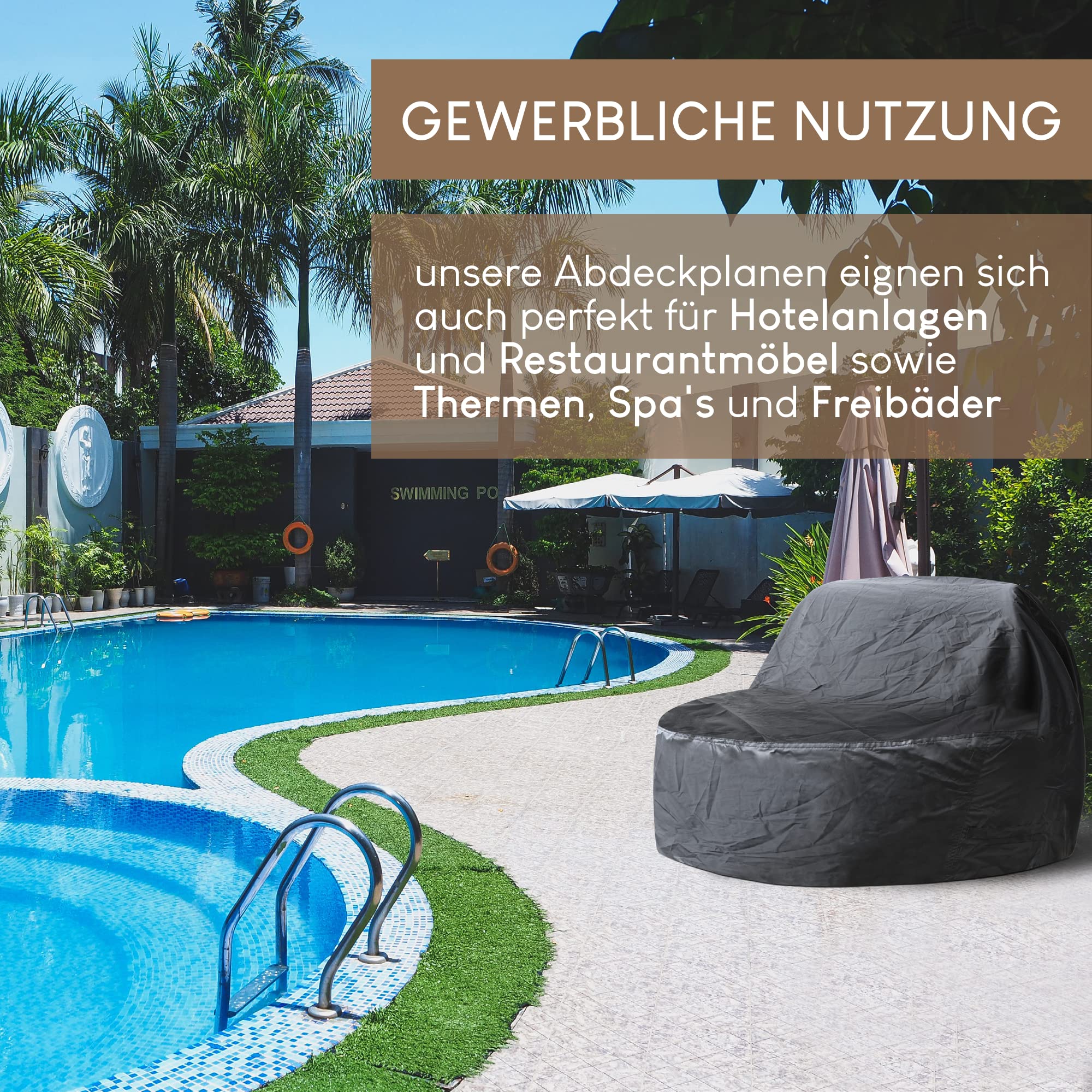 Smart-Planet Wasserfeste Schutzhülle rund für Sonneninsel Lounge Gartenmuschel Abdeckplane Schutz vor Wetter– Ø 200 cm - 45 - 126 cm Höhe