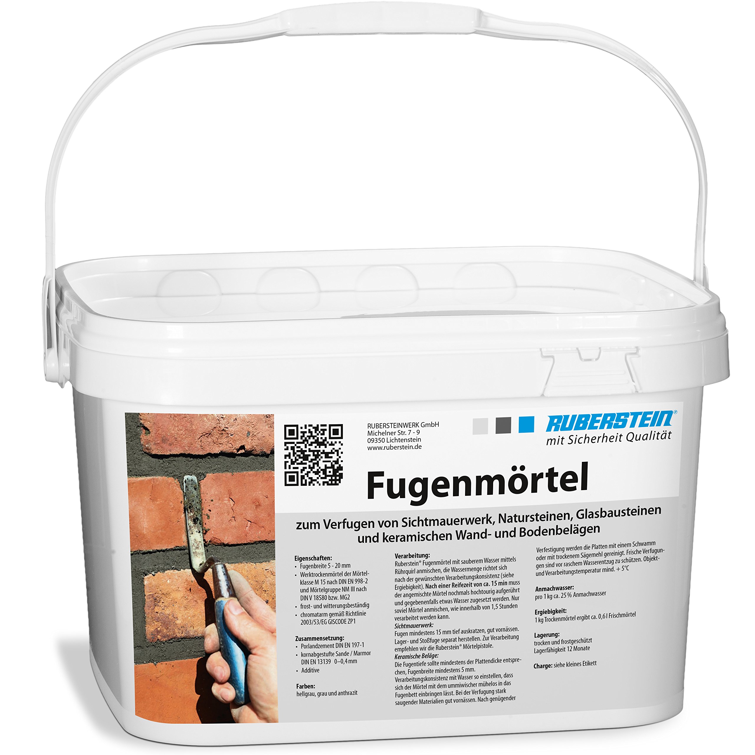 Ruberstein Fugenmörtel anthrazit im 10 kg Eimer