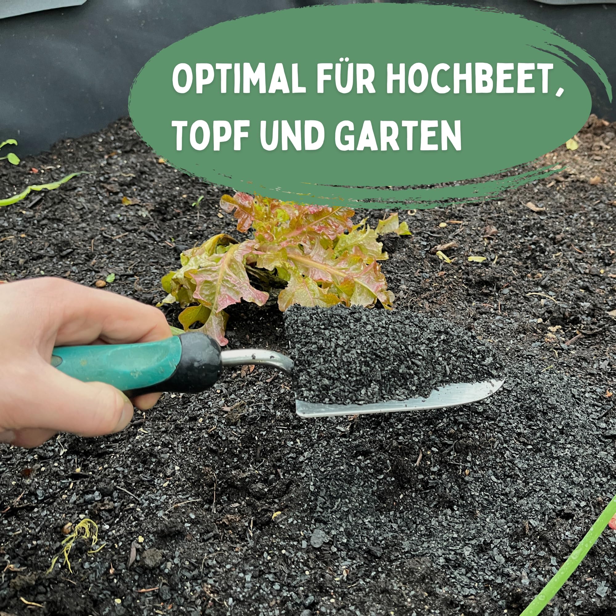 Pflanzenkohle Starterset groß | einfach zusammenmischen, dauerhafte Bodenverbesserung, speichert Wasser & Nährstoffe, Humusförderung, reicht für 28m²