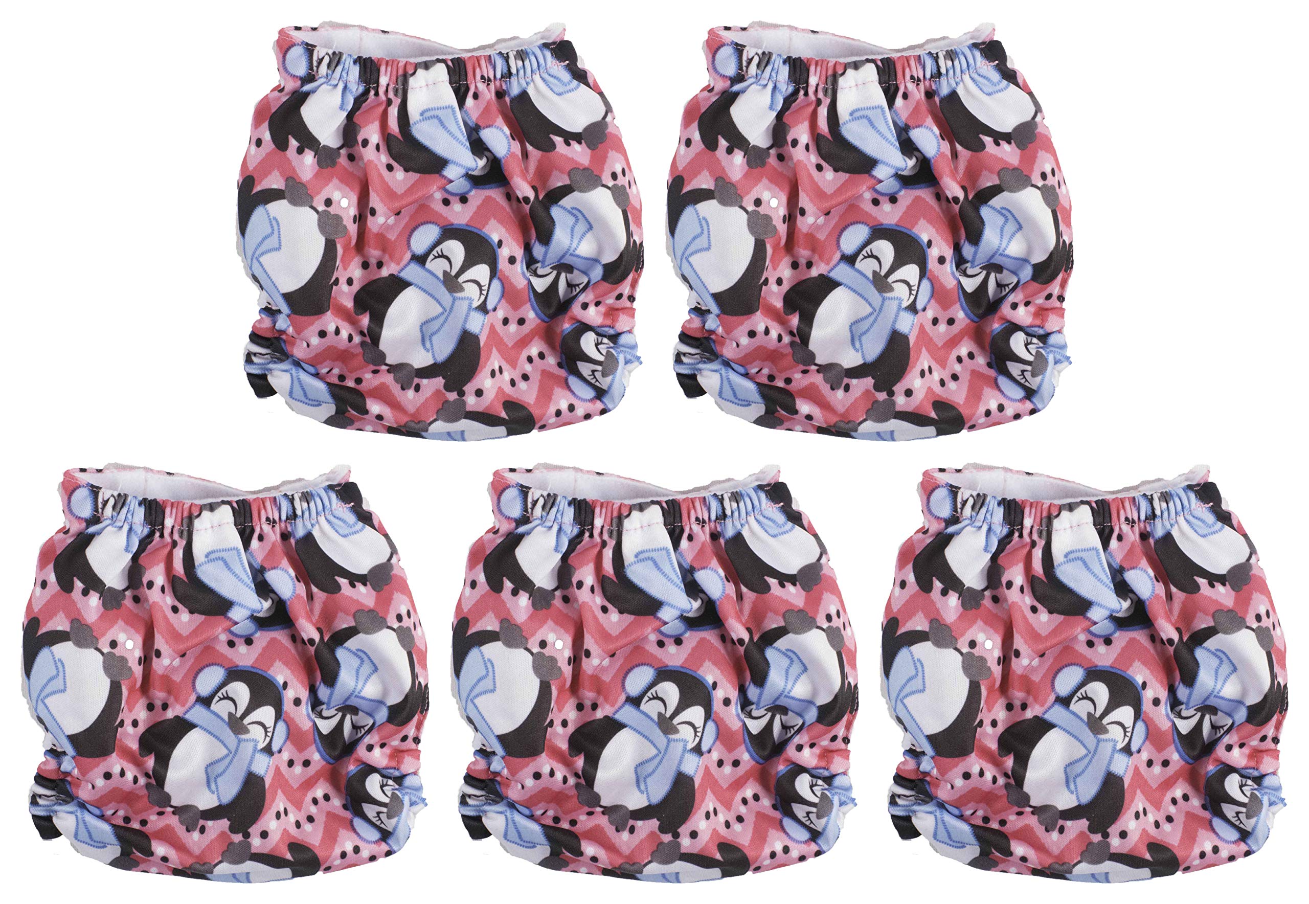 Ole Baby Reusable & Adjustable Organic Fabric Cloth Anti Bacterial Diaper/Nappy (0-2 Years, Hot Pink, Printed, Hot Pink) Pack of 5