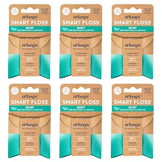 drTung's Smart Floss Mint for Teeth - Natural Expanding Dental Floss, Gentle on Tooth & Gums, Expands & Glides, PTFE & PFAS Free, Certified Organic Mint Essential Oils - Pack of 6 - Amazon product rated Grade B
