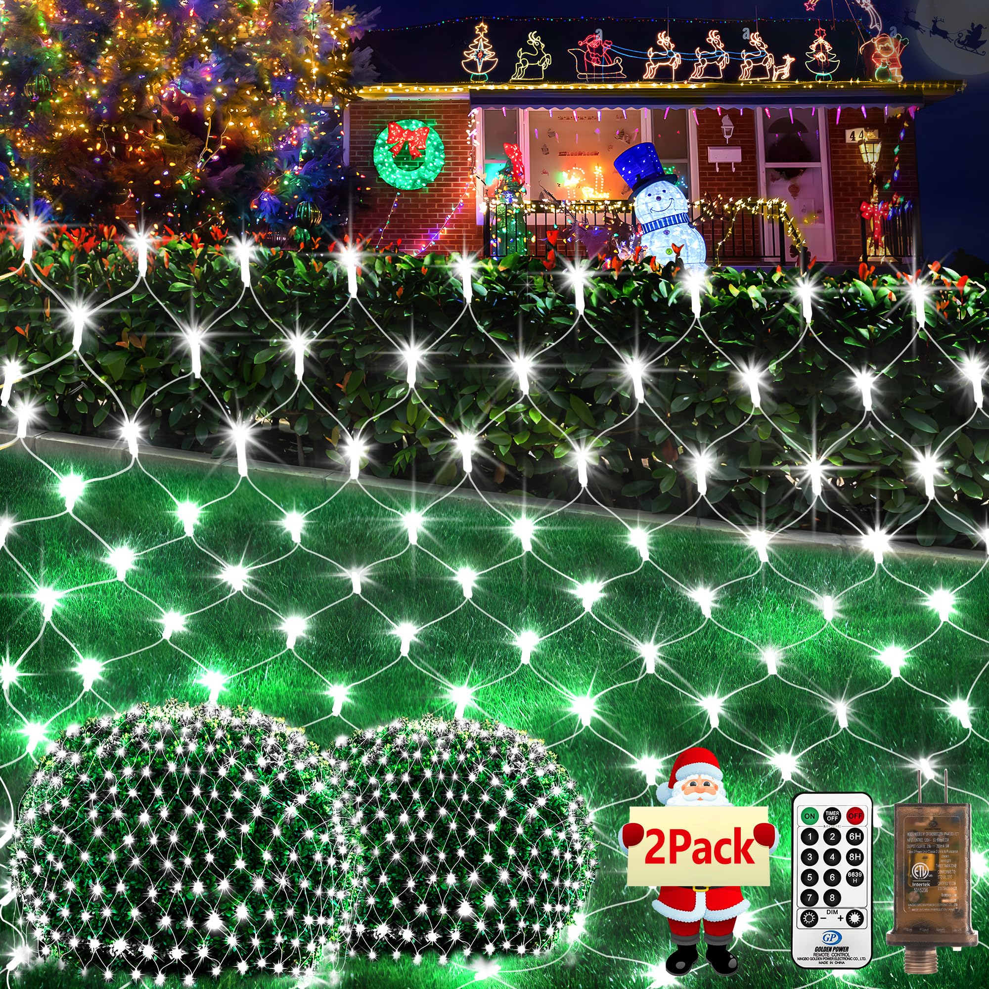 KNONEW 2-Pack 360 LEDs Christmas Net Lights 13ft x 9.8ft Outdoor Mesh ...