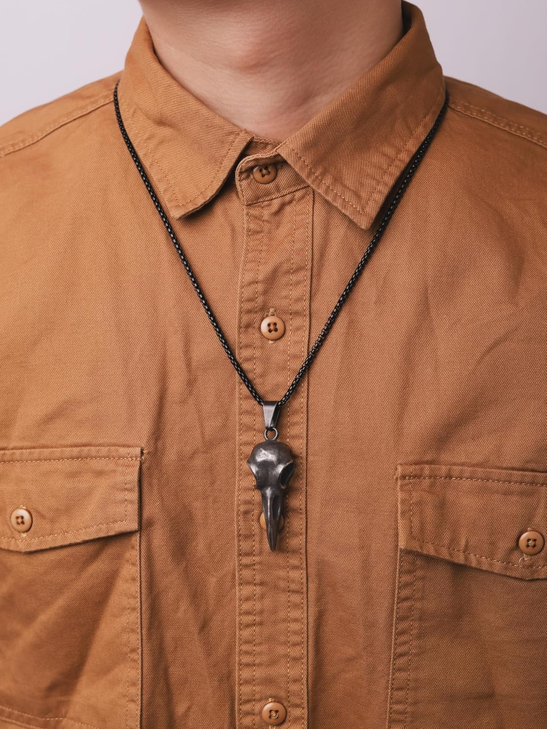 HAQUIL Stainless Steel Raven Skull Pendant Necklace, Box Chain, Gothic Punk Biker Raven Jewelry Gift for Men and Women - Image 7