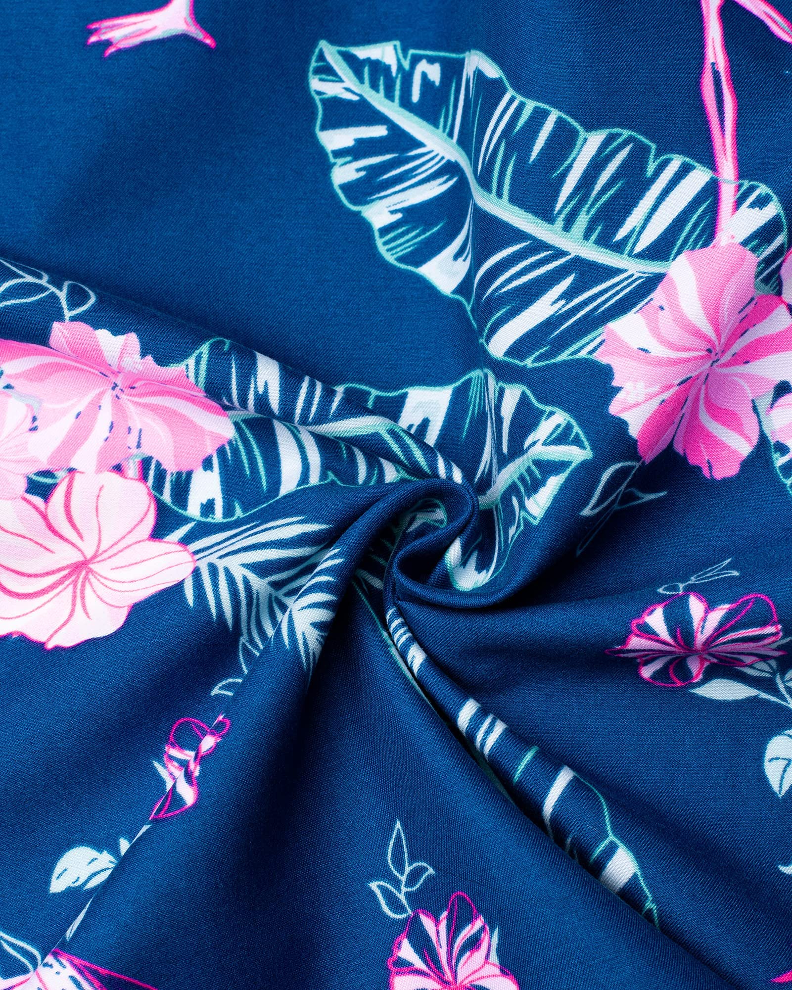 J.VER Herren Hawaiihemd Kurzarm Party Hemd Casual Flamingo Floral Strandhemd Bügelfrei Button Down Kurzarm Hawaii Shirt und Shorts Faltenfrei Urlaub Hemd Set