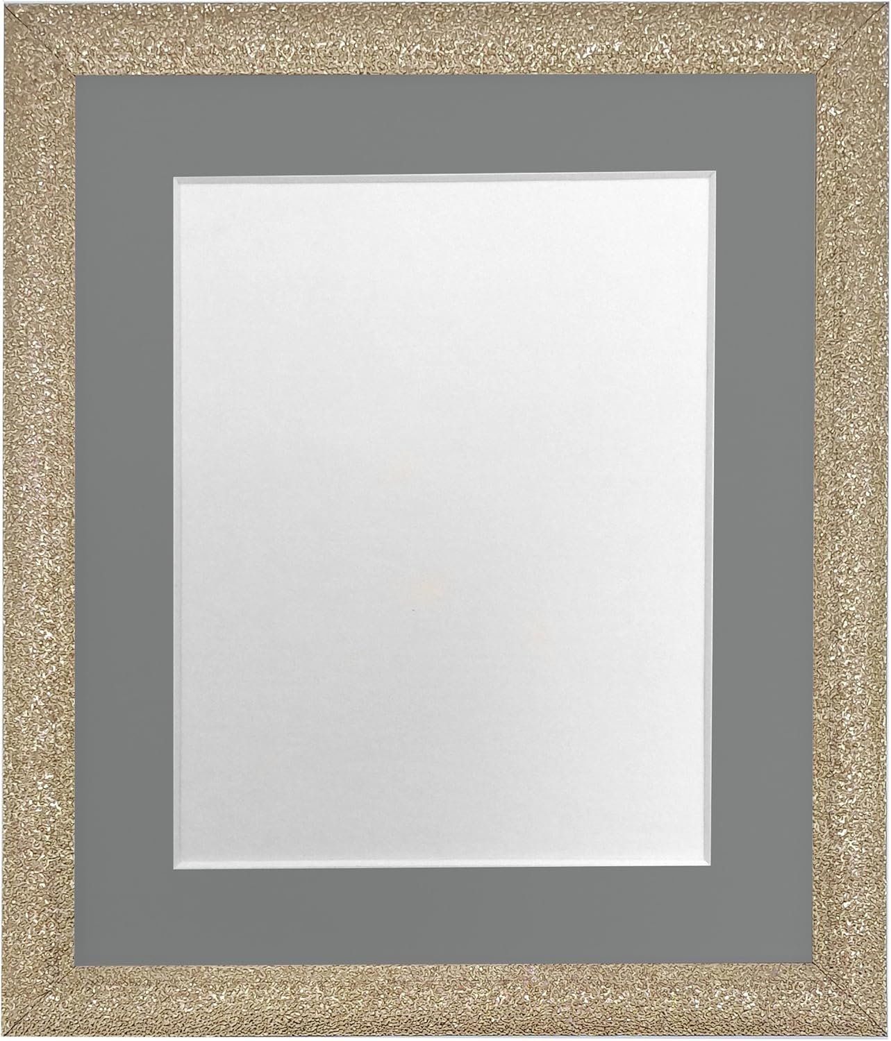 FRAMES BY POST Glitz Gold Picture Photo Frame with White Mount 7 x 5 Image size 5 x 3.5 Inch Plastic Glass