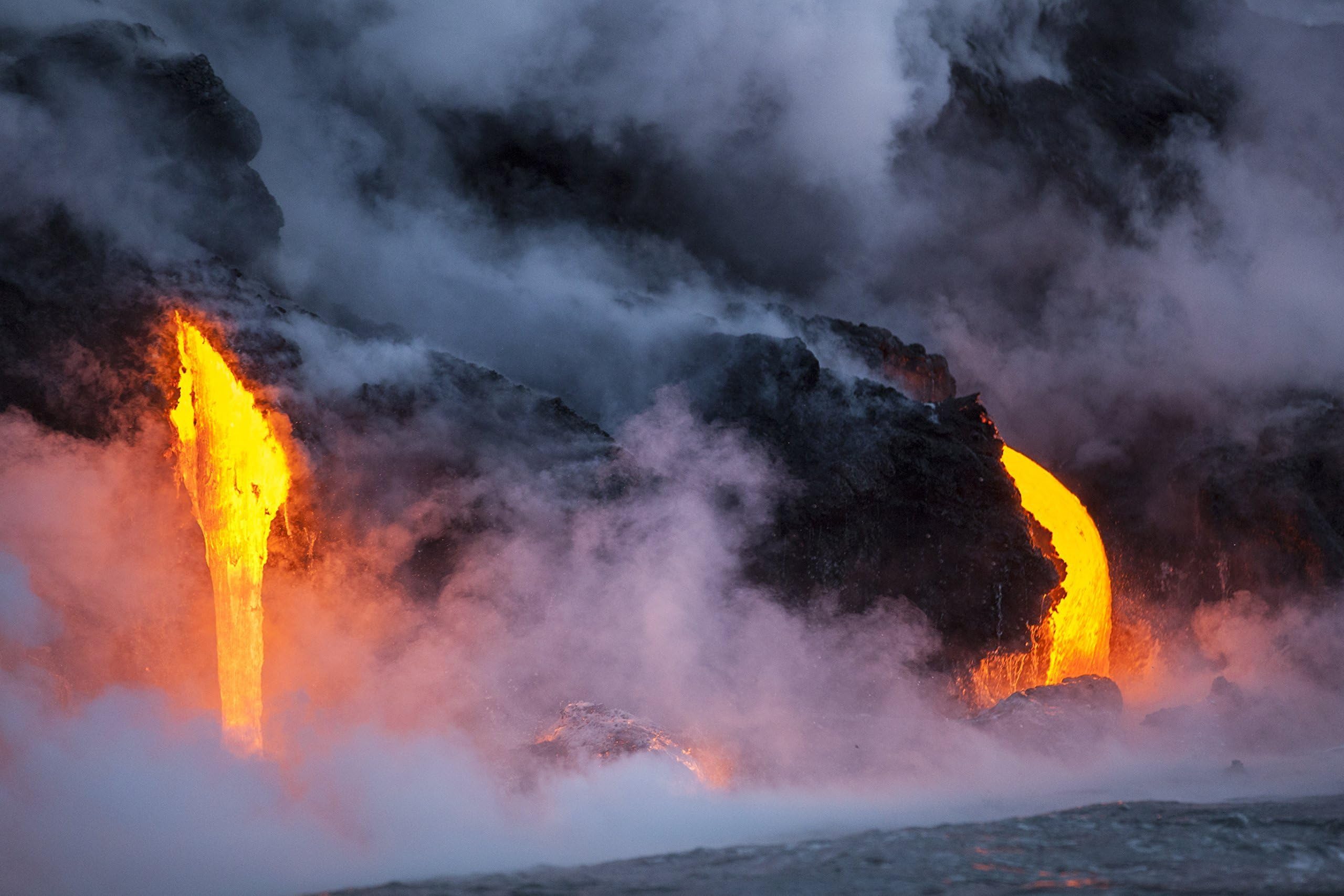 Lava flowing into the ocean in Kalapana, Big Island, Hawaii print picture photo photograph fine art