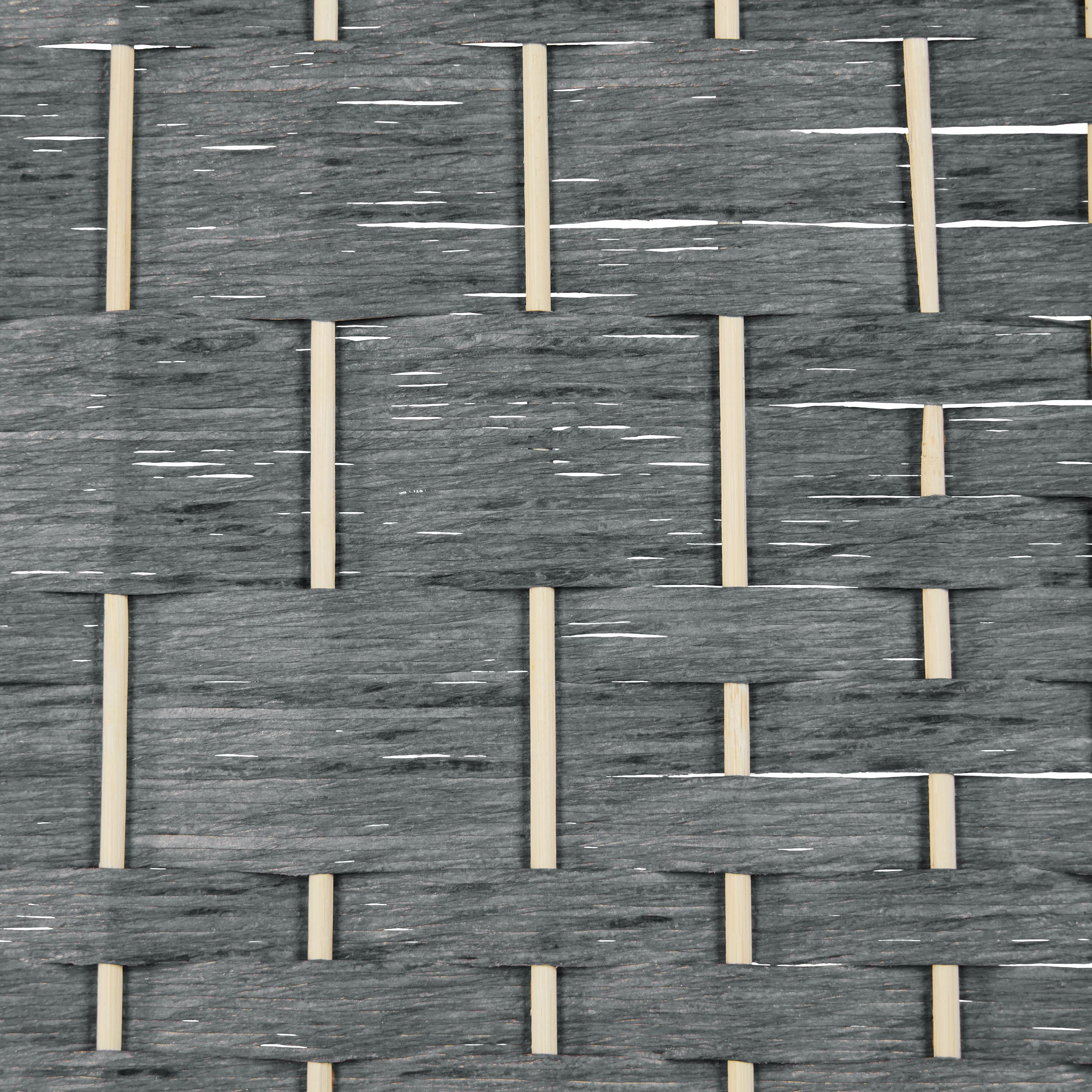 Relaxdays Biombo, 6 Paneles, Separador Ambientes Plegable, 170x241 cm, Interiores, Madera, Cuerda Papel, Parabán, Gris