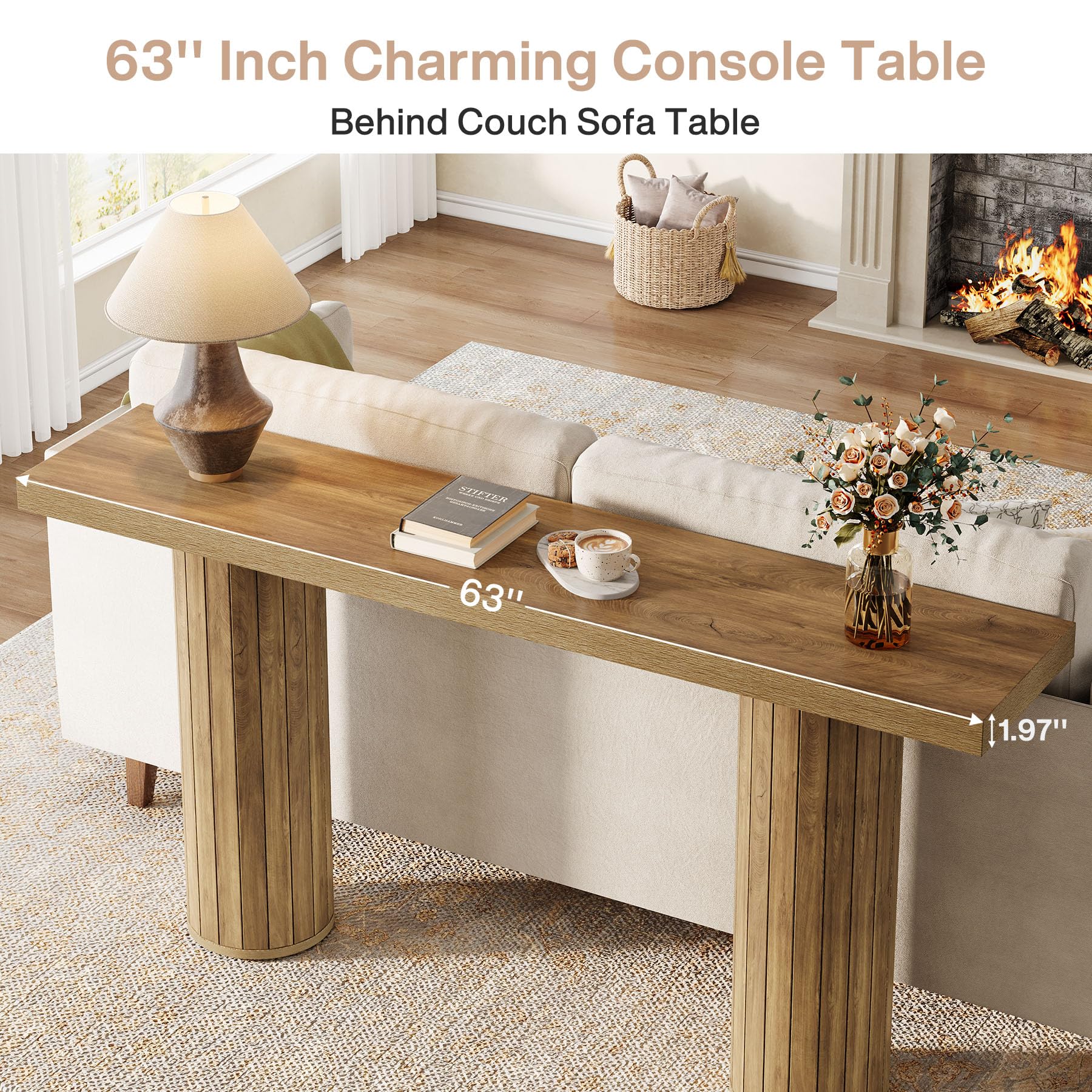 Tribesigns Mesa consola extra larga de 160 cm, mesa rectangular de madera detrás del sofá, mesa de entrada de madera para salón, pasillo, entrada