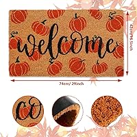 Vista 3 de AnyDesign Tapete de fibra de coco de otoño con diseño de calabazas de bienvenida, antideslizante, tapete decorativo de otoño para puerta de entrada