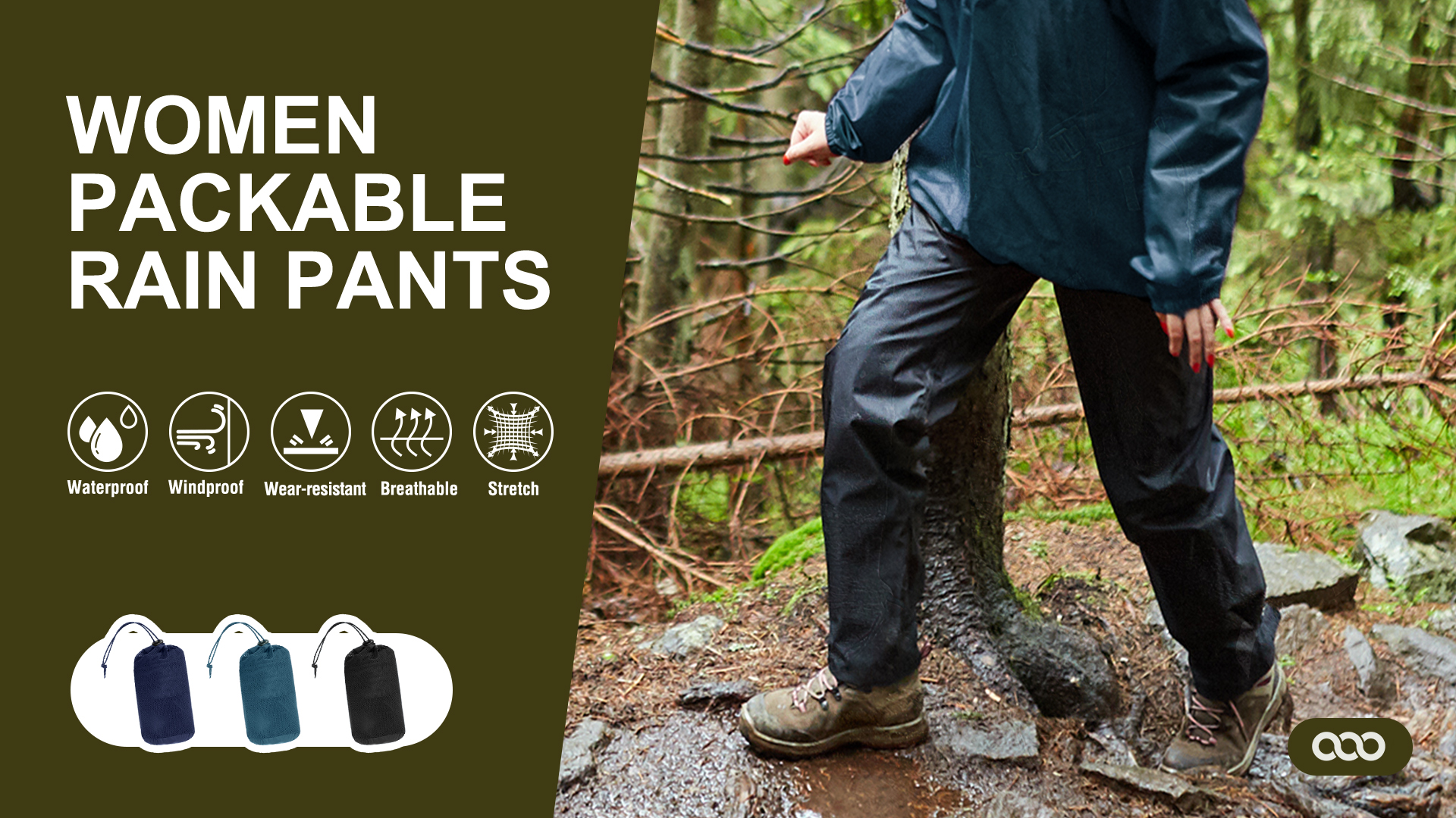 33,000ft Packable Rain Pants for Women Waterproof Pants Lightweight Rain  Over Pants Outdoor Windproof Pant for Golf Hiking Black at Amazon Women's  Clothing store