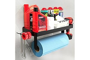 YIGII Garage Paper Towel Holder with Shelf - Wall Mount Paper Towel...