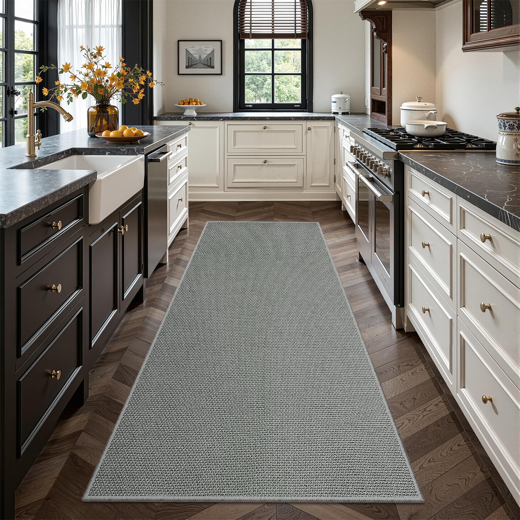 Photo 1 of Soalmost 2'x8' Runner Rug - Dark Grey, Washable, Non-Slip