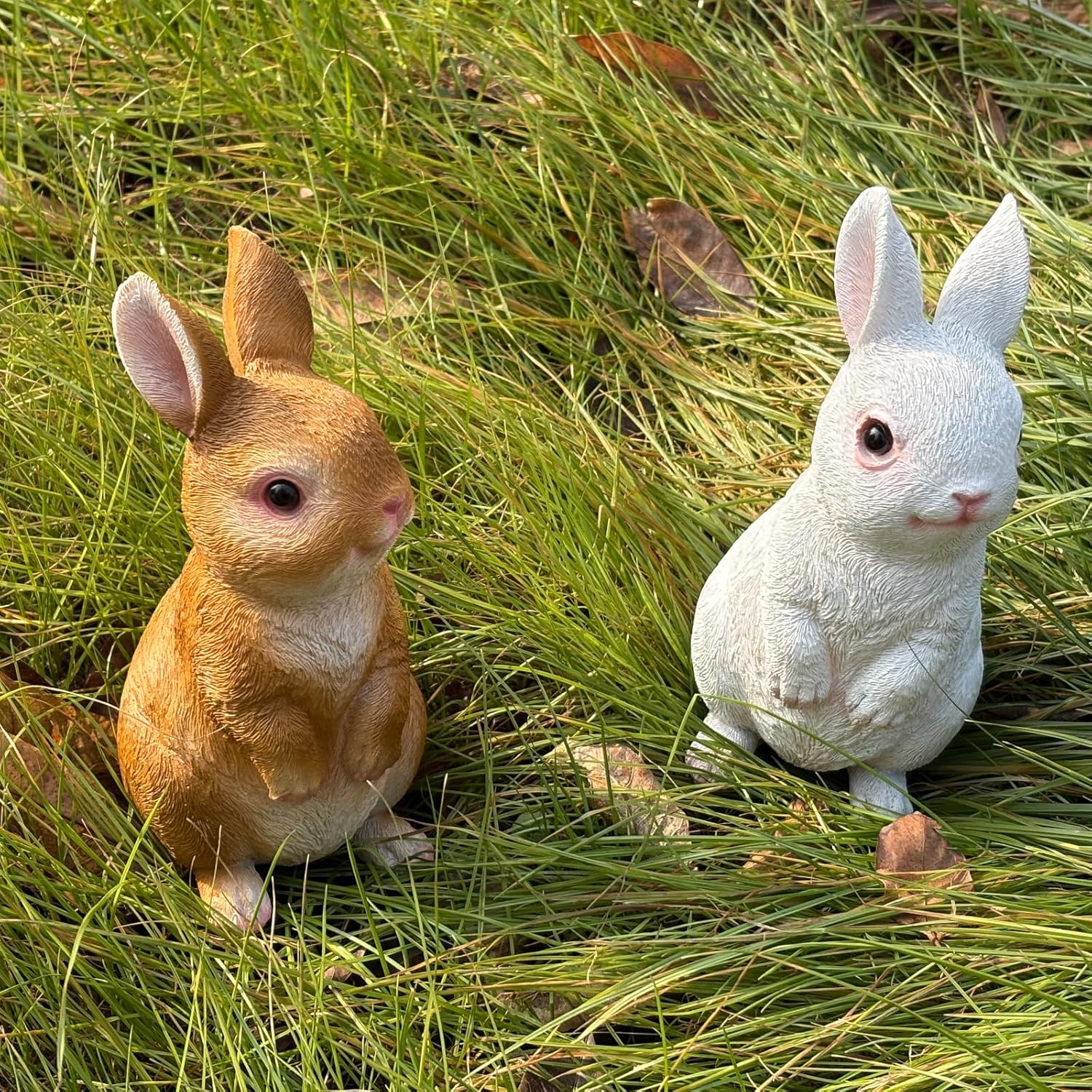 Bunny Decor Yard Decorations Outdoor, A Pair Resin Garden Rabbit Statues, Cute Bunny Yard Statues for Home Garden Outdoor Decorations, Easter Rabbit Statues (2PCS-A)