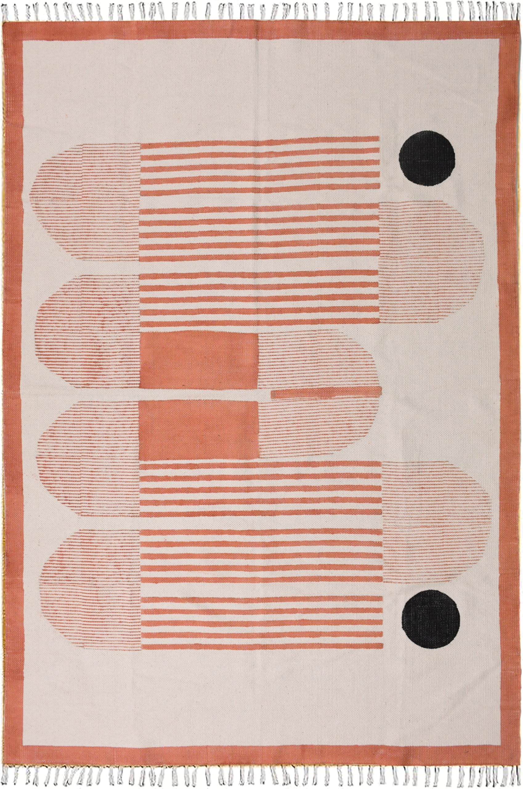 ARTS OF JAIPUR 3x5 Ft Washable Cotton Area Rugs Ideal to Enhance Any Modern Home Décor Block Print Geometric Pattern Coral Washable Throw Cotton Rug