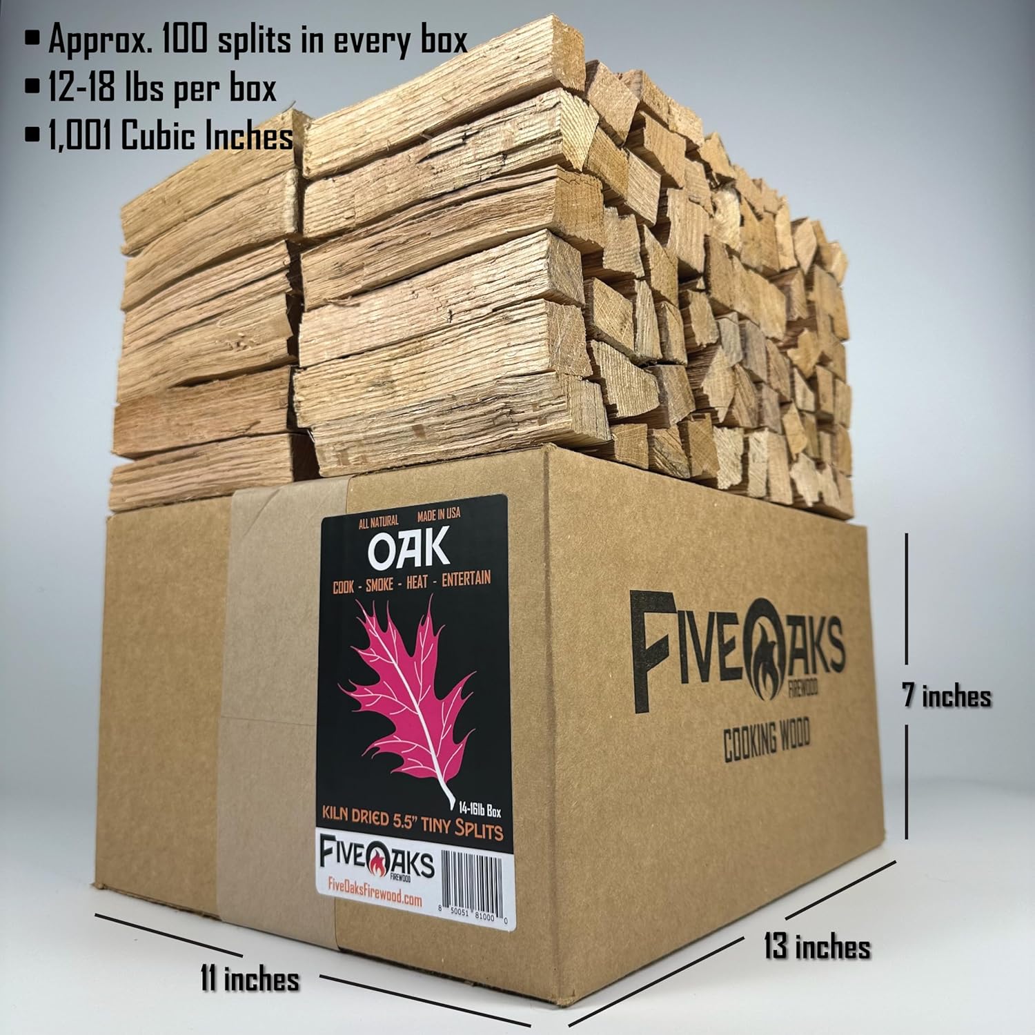 Kiln Dried Oak Pizza Oven Wood, Mini 5 Inch Cooking Wood for Ooni, Gozney, Bertello Pizza Ovens, Solo Stove & More - Approx 14lbs Product of USA (1,000 Cubic Inches)