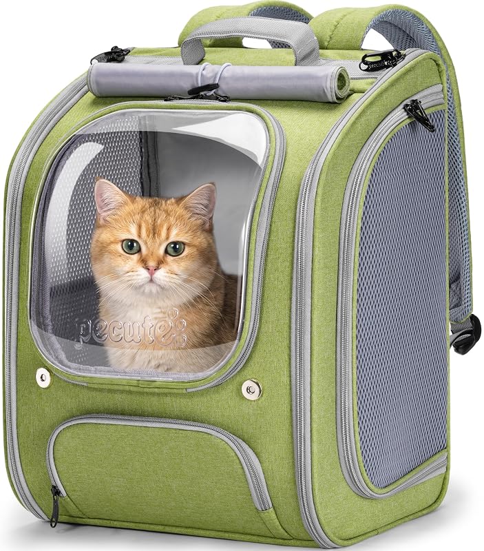 Mochila para Transporte de Gatos e Cães Pecute com Janela Transparente PB-SCB01 Light Green