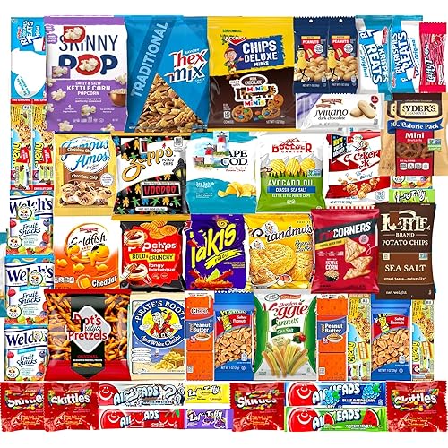 Ultimate Variety Sampler Care Package (50 ct) - Gift Package, Valentines Treats Gift Basket Adults Kids Grandkids Guys Girls Women Men Boyfriend Birthday Cookies Chips College Student Office School , Office Meetings ,Friends & Family, Military,College Students