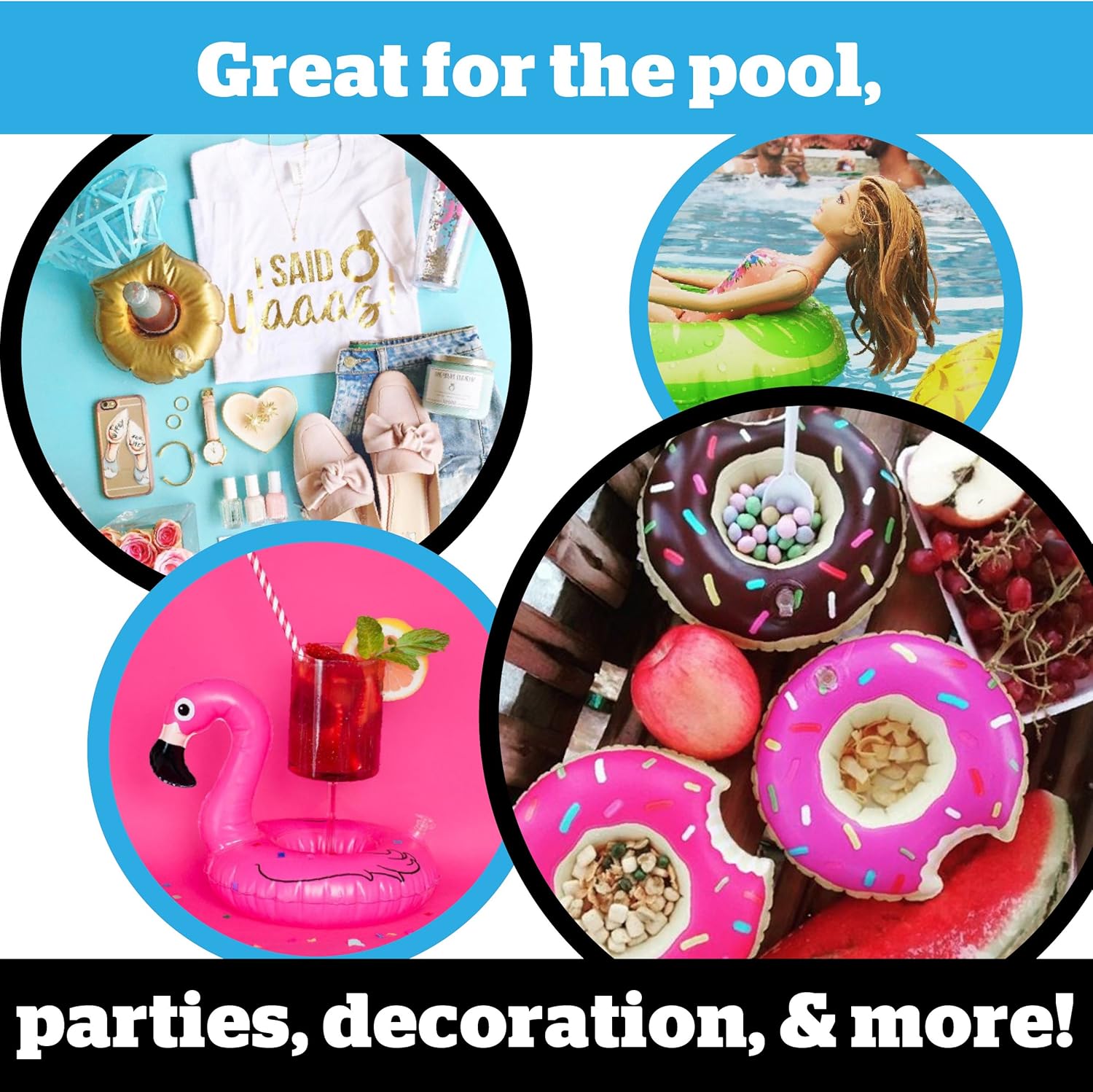BigMouth Inc Inflatable Drink Holder for Pool - Floating Cup Holder for Hot Tub & Water - Fun Outdoor Beverage Float