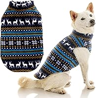 Vista 32 de Gooby - Chaleco de forro polar elástico, chaqueta de forro polar para perros, suéter de estilo pullover, azul argyle, 3XL