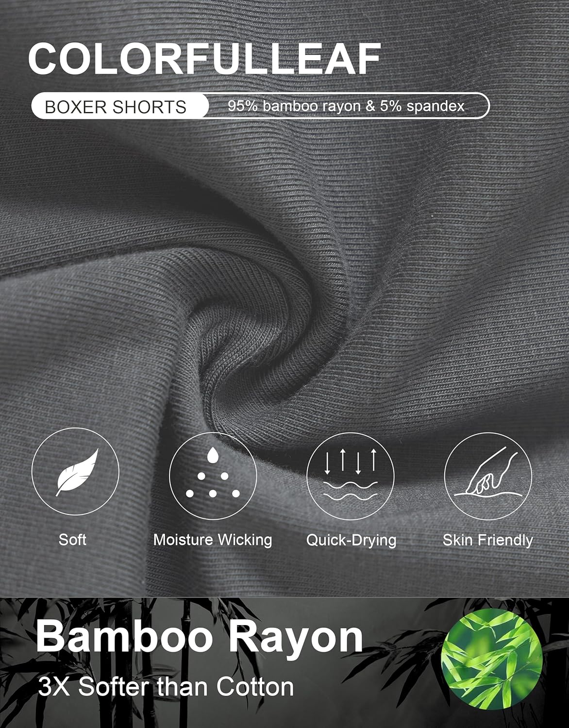 COLORFULLEAF Men's Bamboo Rayon Boxers Boxer Shorts Soft Relaxed Summer Sleepwear Shorts Underwear - Image 4