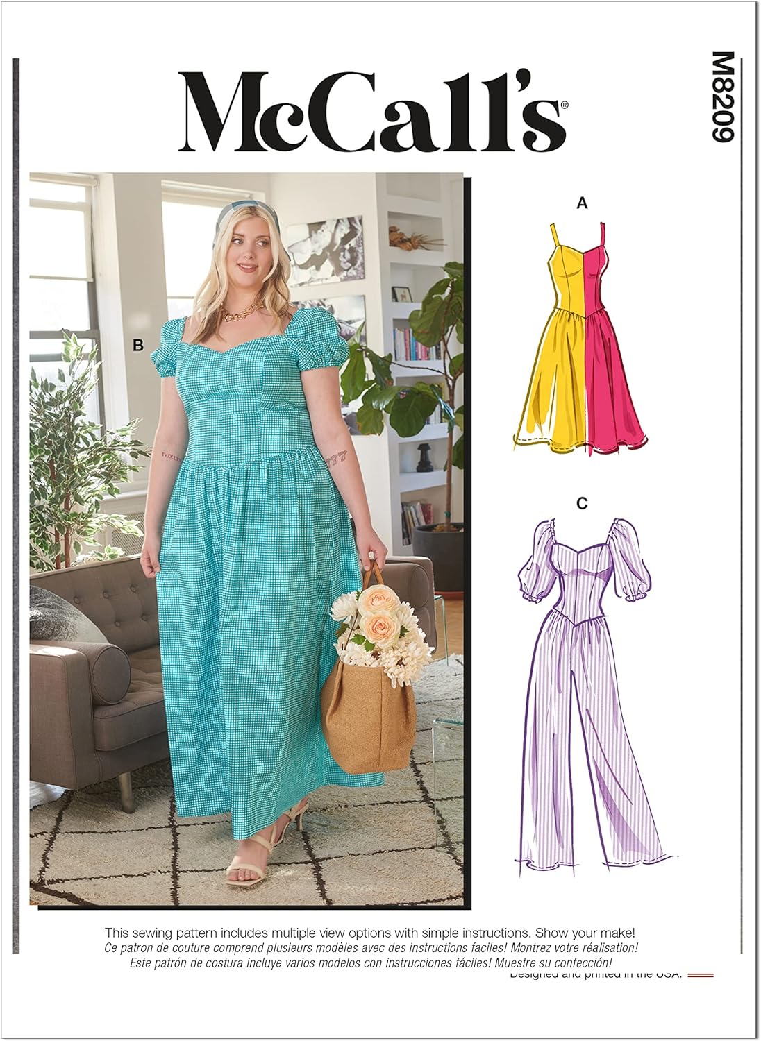 McCall's Misses' Dress and Jumpsuit Sewing Pattern Kit, Code M8209, Sizes 18W-20W-22W-24W, Multicolor