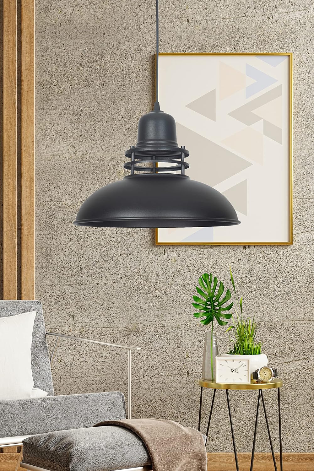 Fer Chandelier Lantern Modern Design Plastering Pendant Lamp Metal Black Color Cafe - Kitchen Single Chandelier