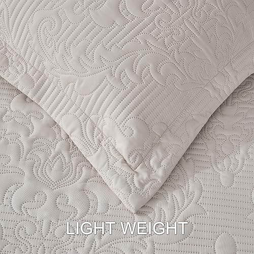 Vista 79 de Hansleep - Edredón blanco tamaño Queen – Colcha barroca ultrasónica para todas las estaciones, juego de ropa de cama suave y ligero, 3 piezas