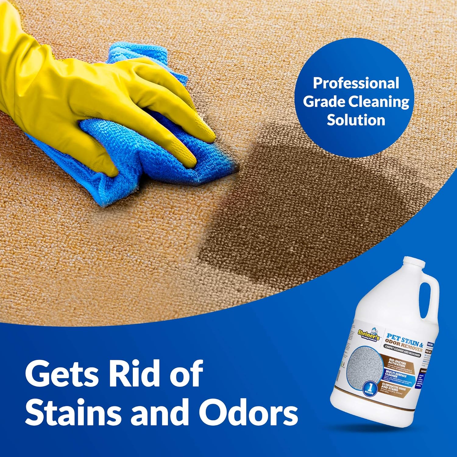 Sheiner's Pet Urine Enzyme Cleaner & Pet Stain & Odor Remover, Advanced Enzymatic Cleaner Solution for Carpets, Rugs, Upholstery & Multi-Surfaces, Safe for Pets & Kids. (128 oz) - Image 3