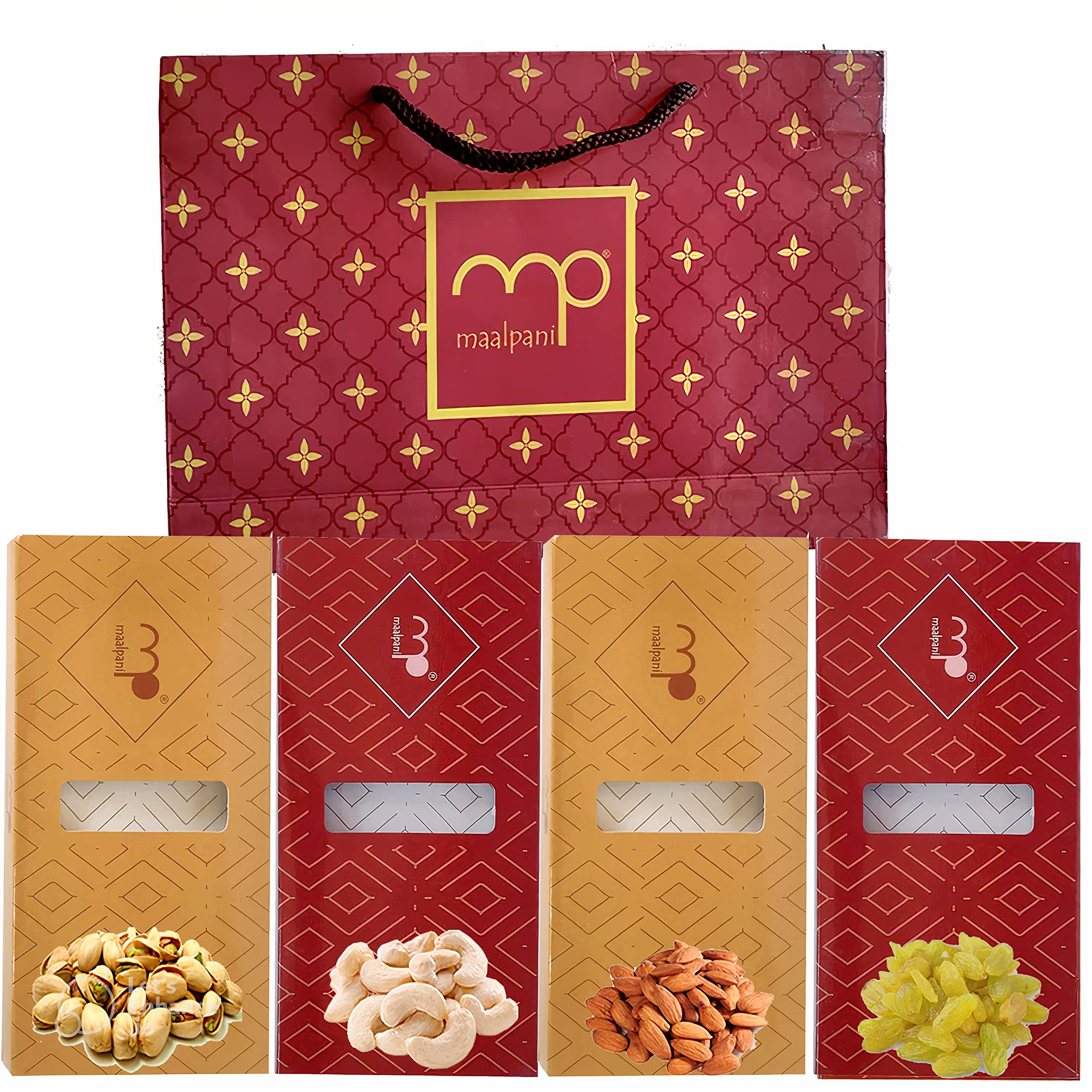 Maalpani Dry Fruits Gift Hamper Pack, Diwali Gift Hamper Box, Festival Deepavali Dryfruits, Occasion, 200g Pack of 1, for Family Friends Corporate Office Clients