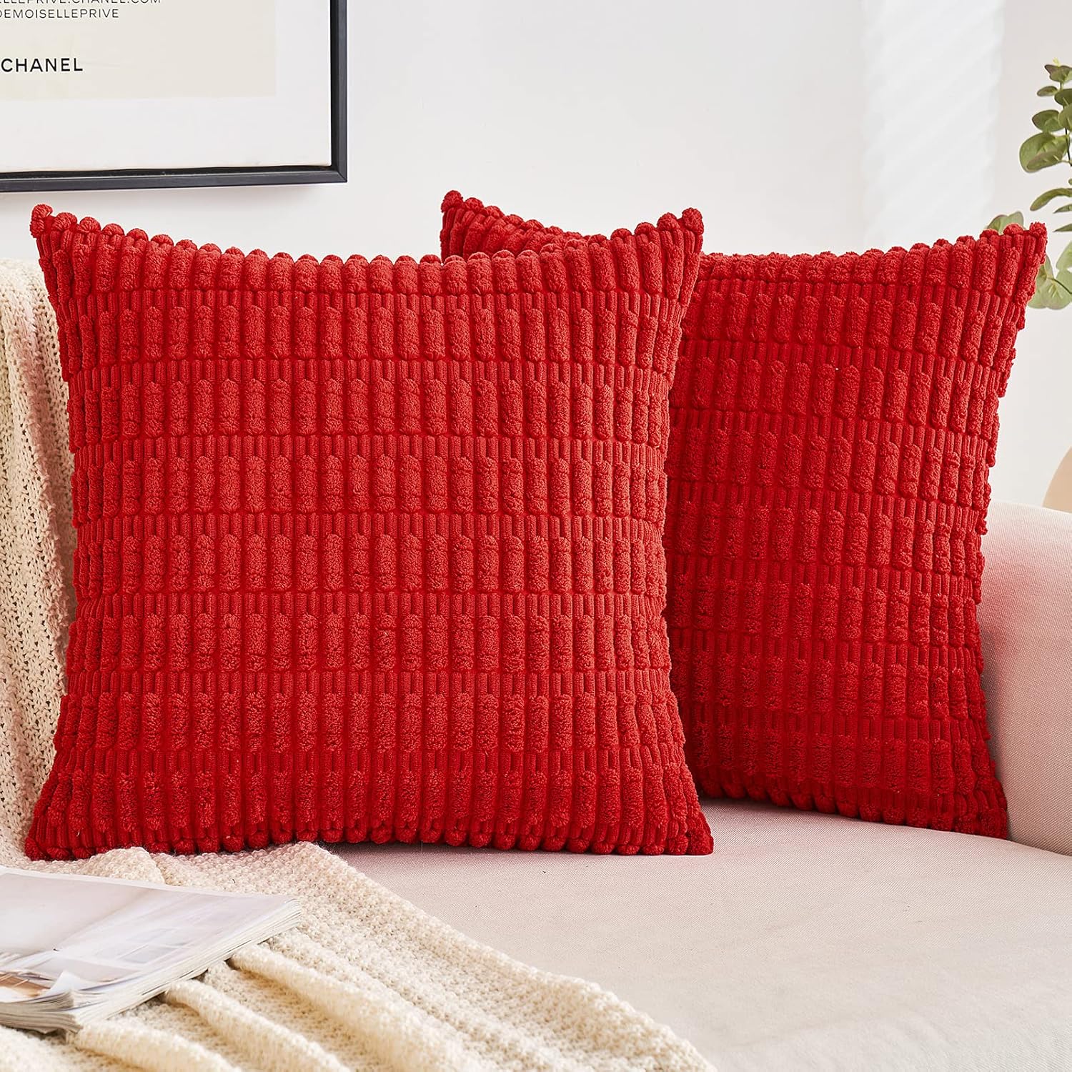 EMEMA Corduroy Decorative Throw Pillow Covers 16x16 Inch