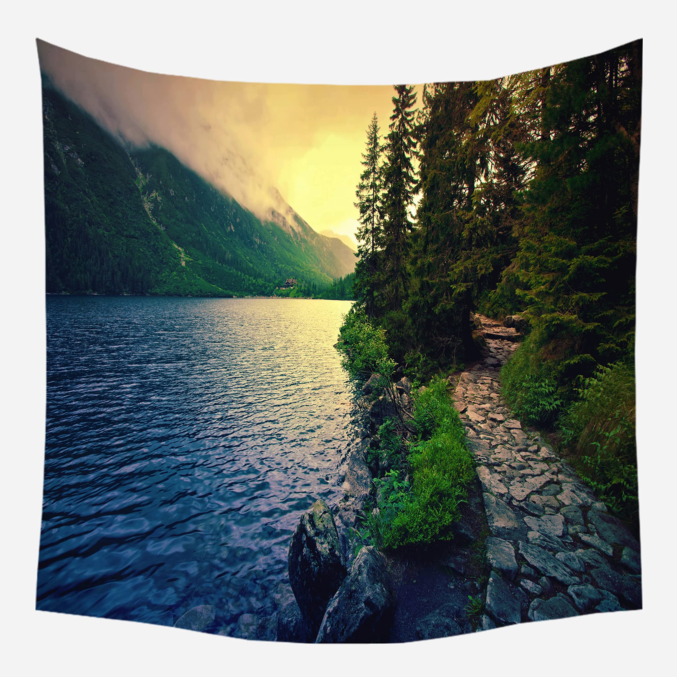 EHOMERY Tapestry Room Darking Decor Aesthetic Colorful Forest River Natural Landscape Of Treason Bedroom Trippy Small Wall Hanging Blanket Living Art Décor 150X200Cm