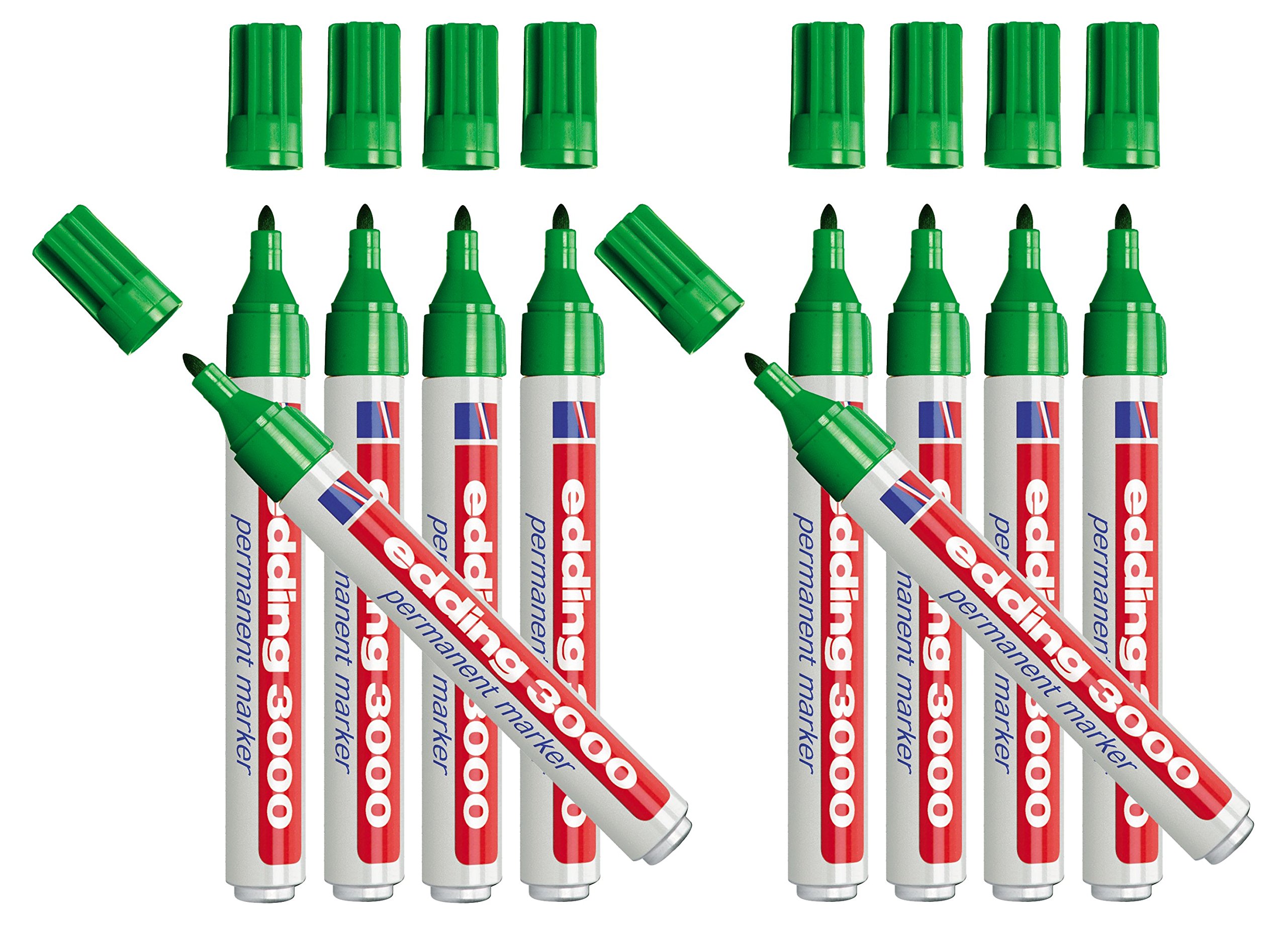Edding 3000 marker permanentny, ko?cówka okr?g?a ok. 1,5 - 3 mm (10 sztuk, zielony)