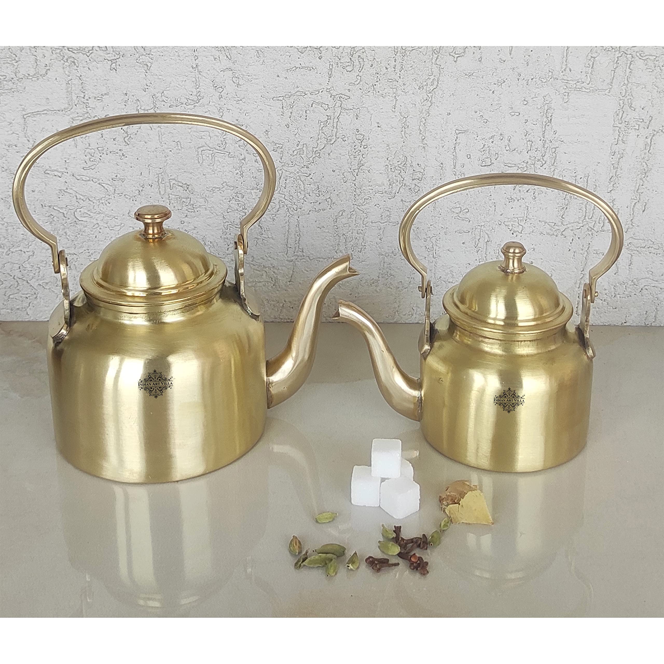 Pure Brass Tea Pot - Elegant Indian Art Villa Kettle -8 Pure Brass Tea Pot - Elegant Indian Art Villa Kettle -8