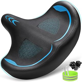 CDYWD Oversized Bike Seat for Men Women - Extra Wide Wing Padded Comfort Saddle for Peloton, Exercise Bike, Ebike, Cruiser