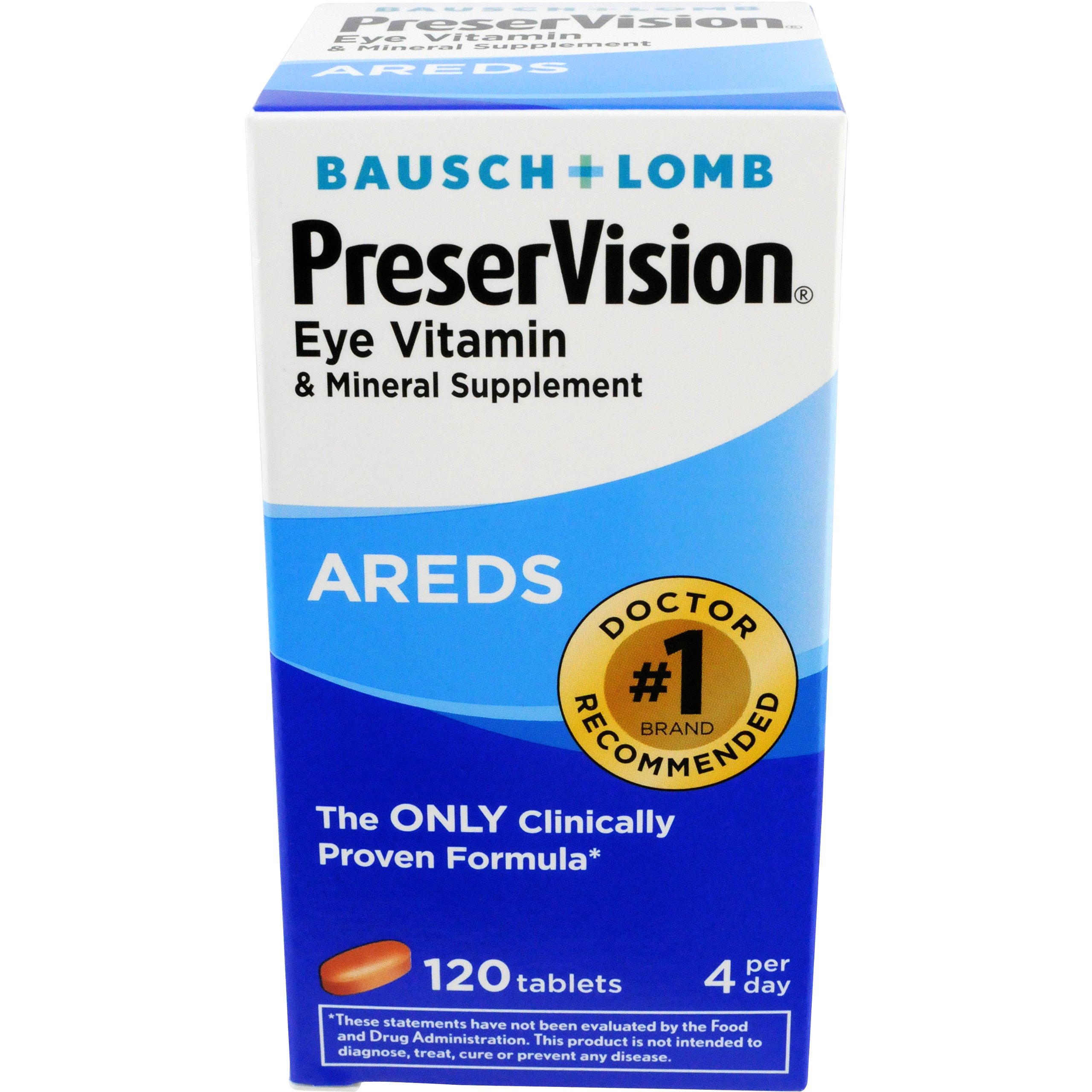 PreserVision Vitamin and Mineral Supplement Tablets, 120 Count Bottle (Pack of 2)