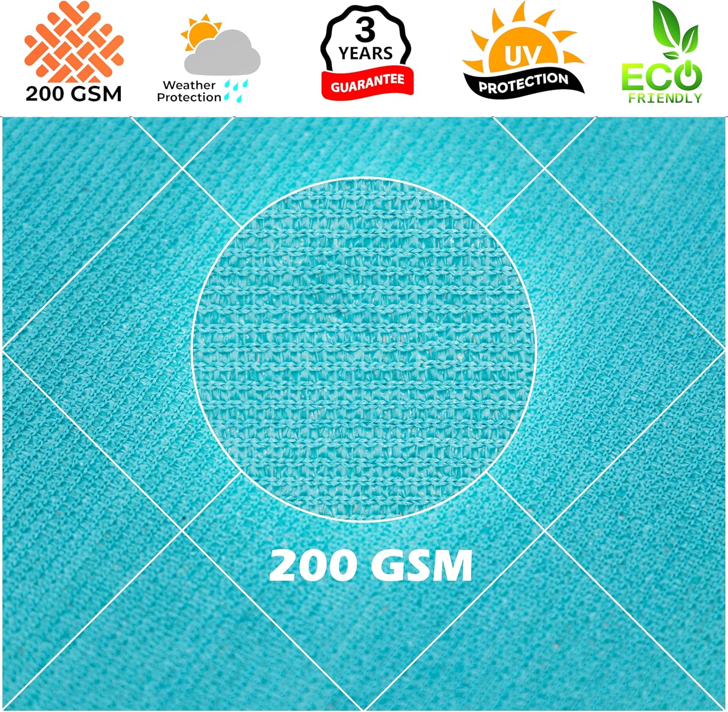 Royal Shade 18' x 18' x 25.5' Turquoise Right Triangle Sun Shade Sail RS-SLT, 95% UV Blockage, 200GSM Commercial Standard Heavy Duty, Water & Air Permeable Canopy Mesh for Patio (Make Custom Sizes)