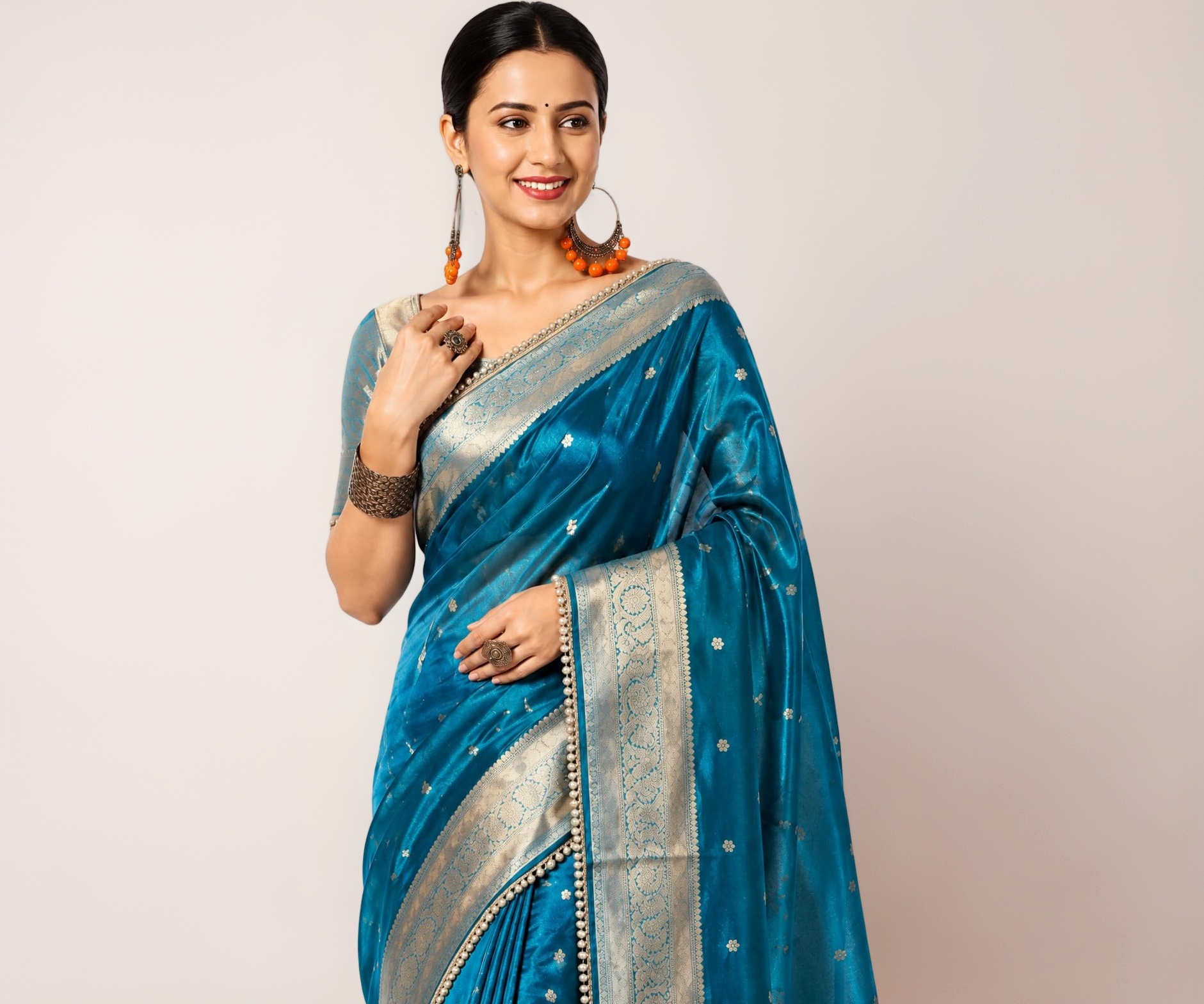 THREADS GALLERY Women's Banarasi Tissue Silk Saree - Image 1