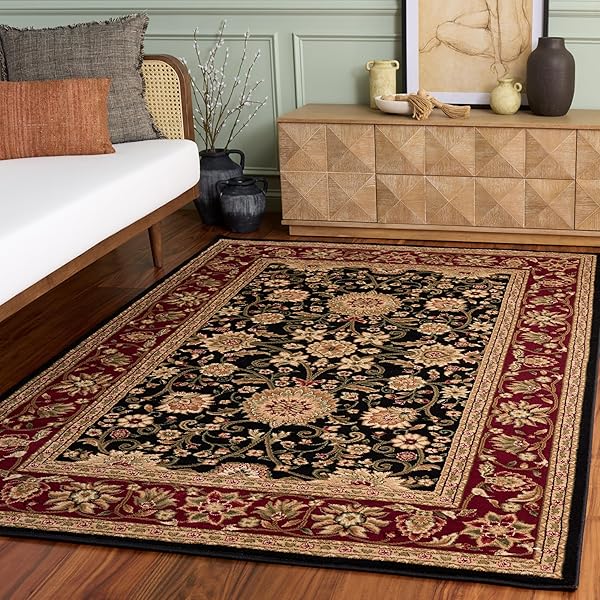 Traditional Red and Black Oriental Rug