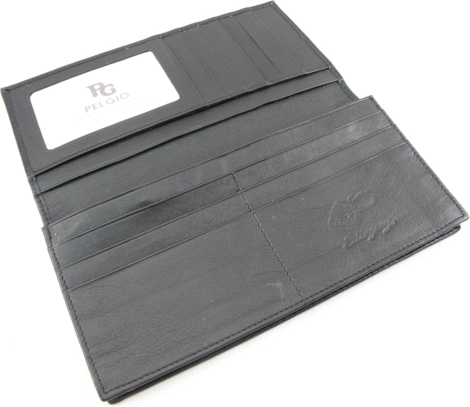 Genuine Crocodile Alligator Backbone Skin Leather Checkbook Long Wallet (Black) - Image 3