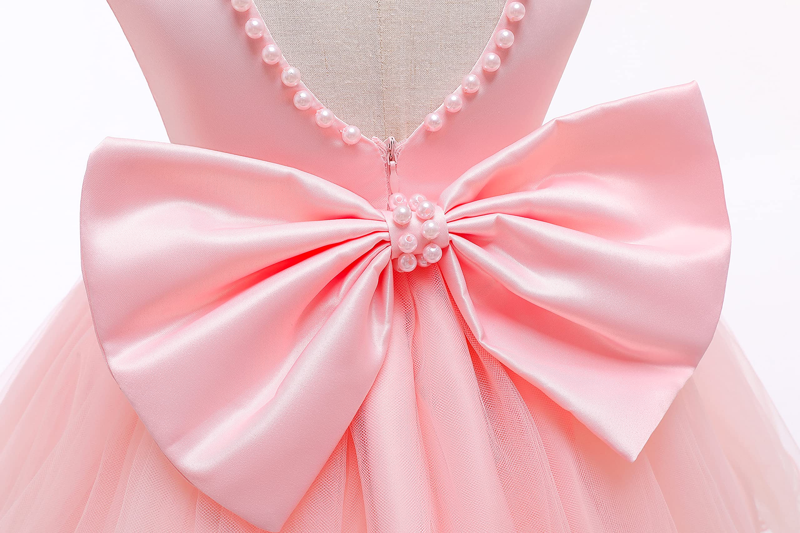LZH Bébé Filles À Volants Dentelle Dos Nu avec Chapeaux, Bowknot Fleur Robes Pageant Fête De Mariage