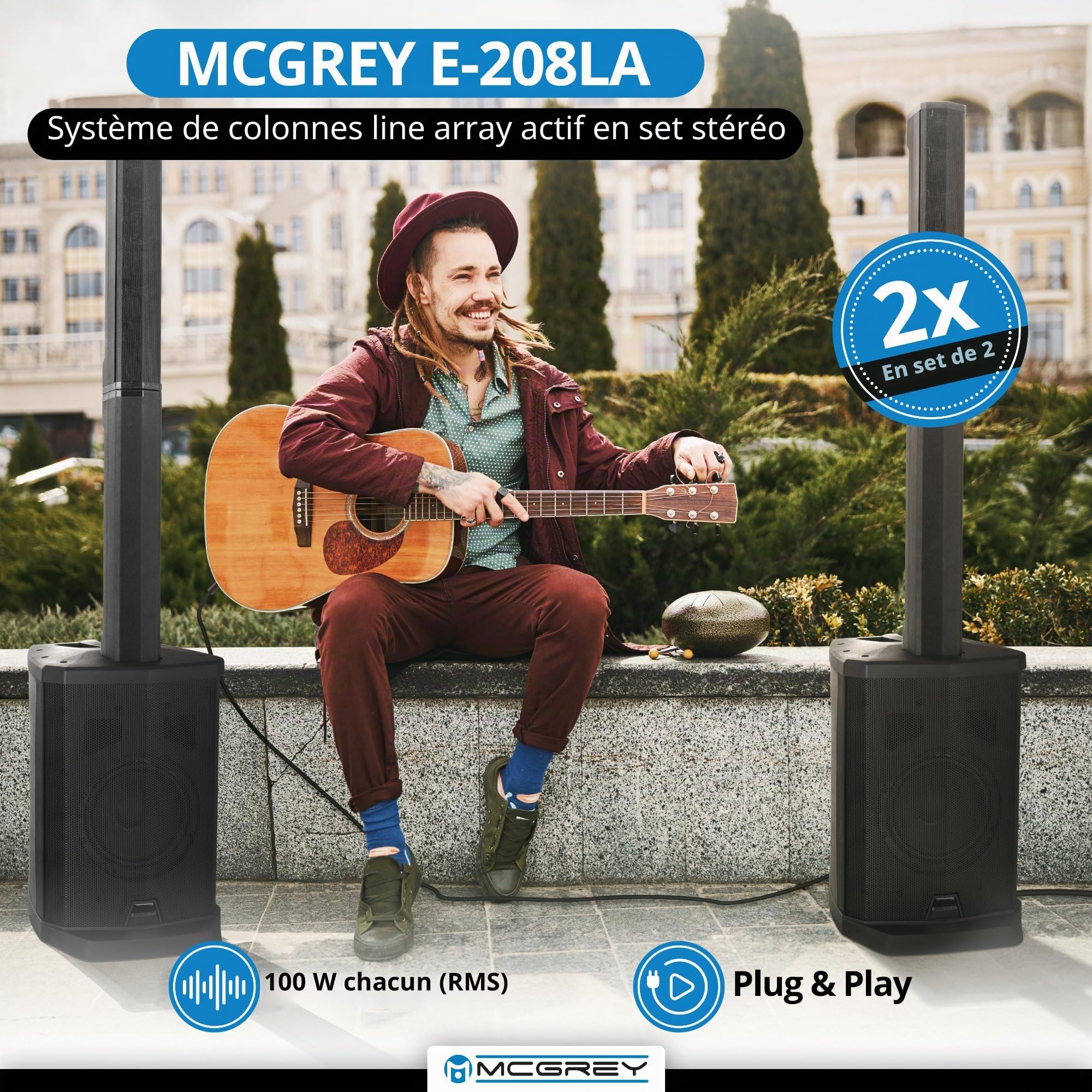 McGrey Enceinte en colonnes Actives Line Array Set stéréo E-208LA