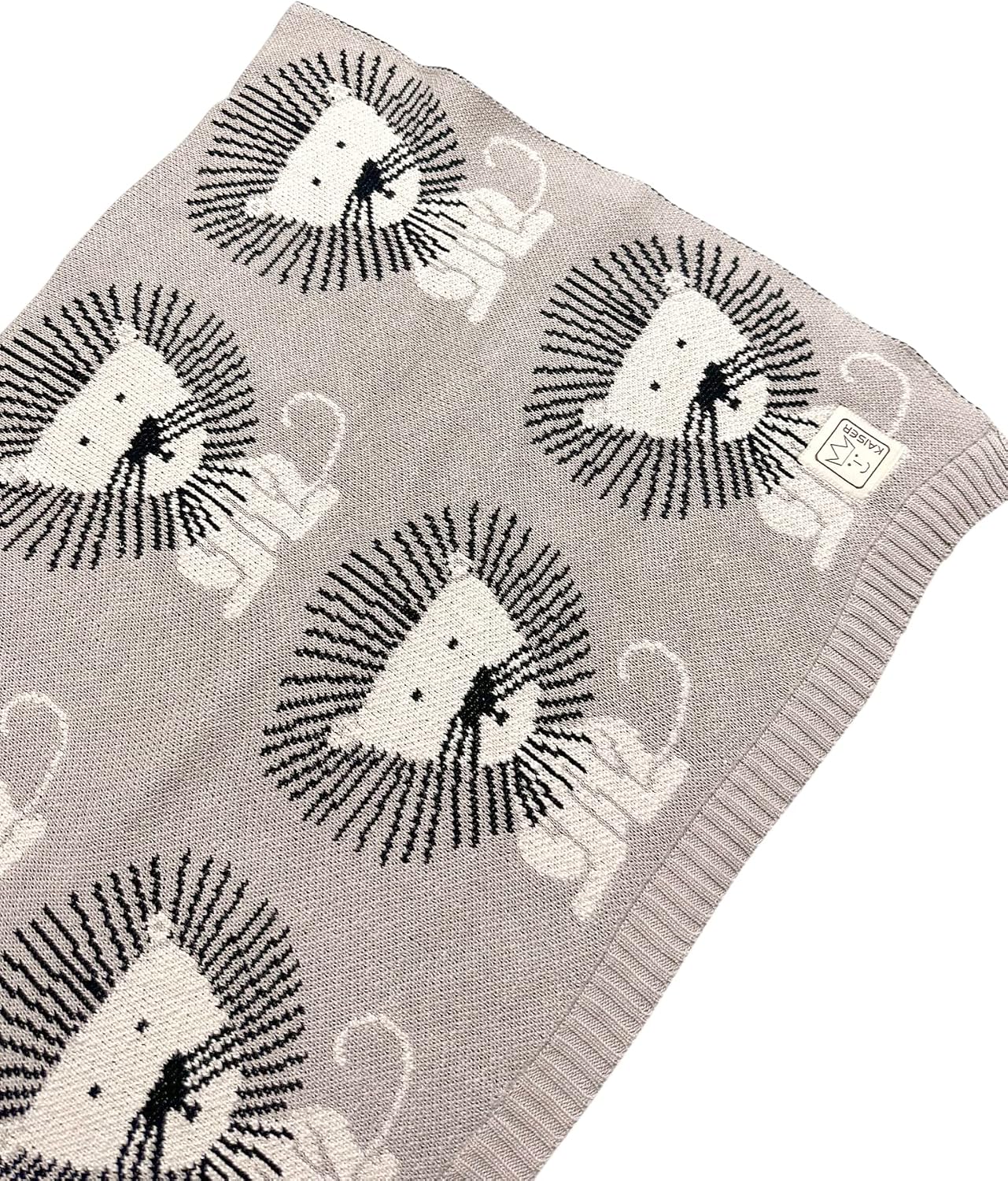Kaiser 65211 Lion Knitted Baby Blanket, 100% Organic Cotton (kbA), Colorway Stone-Natural-Black