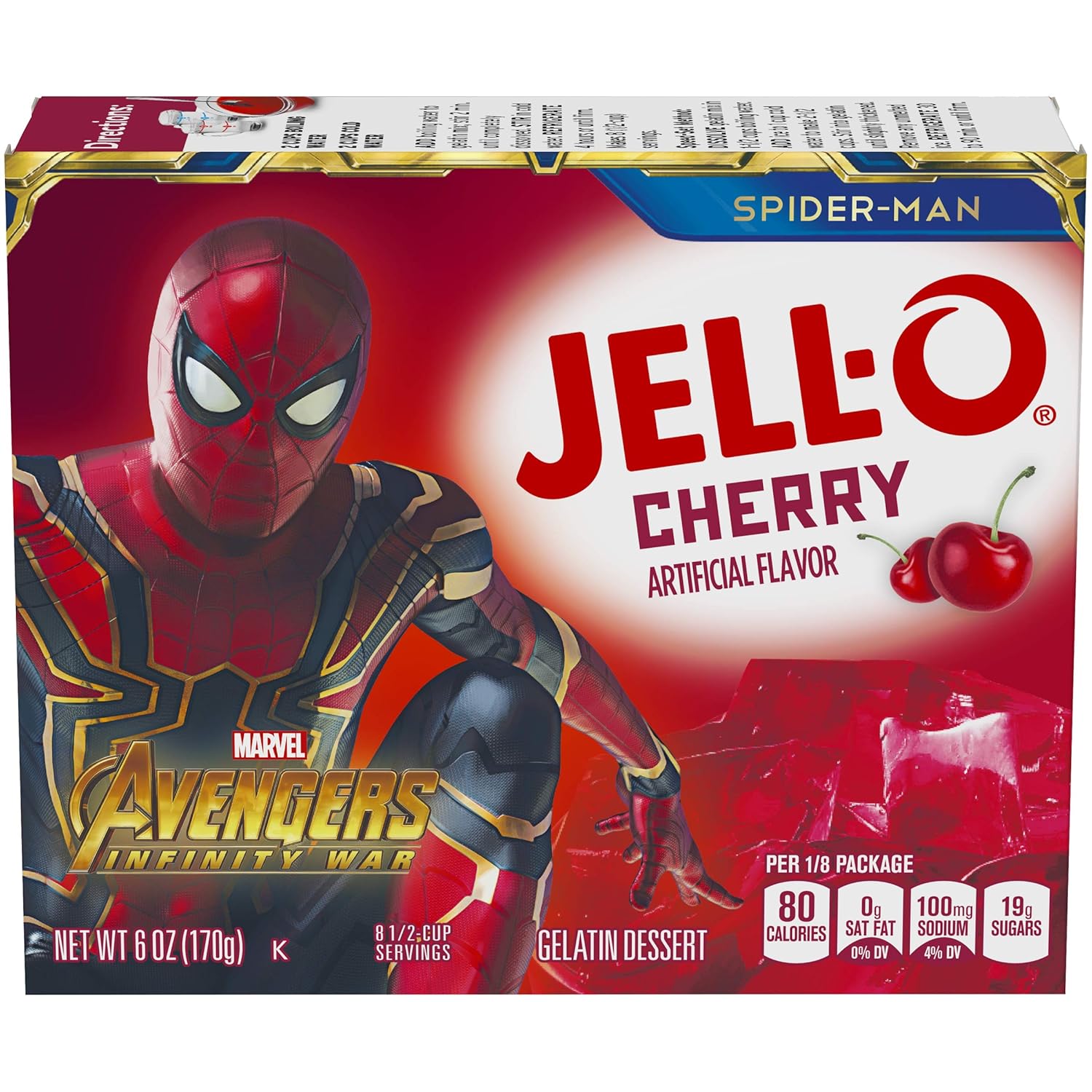 JELLO Cherry Gelatin Dessert Mix (6oz Boxes, Pack of 24)