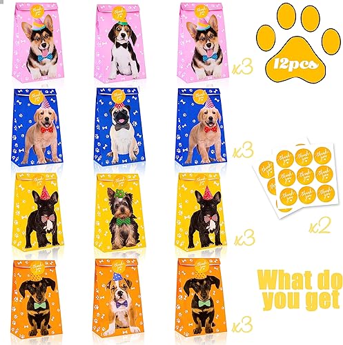 Miniatura 3 de C L cooper life 12 piezas de suministros para fiestas temáticas de perros, bolsas de regalo con calcomanías para baby shower de niños