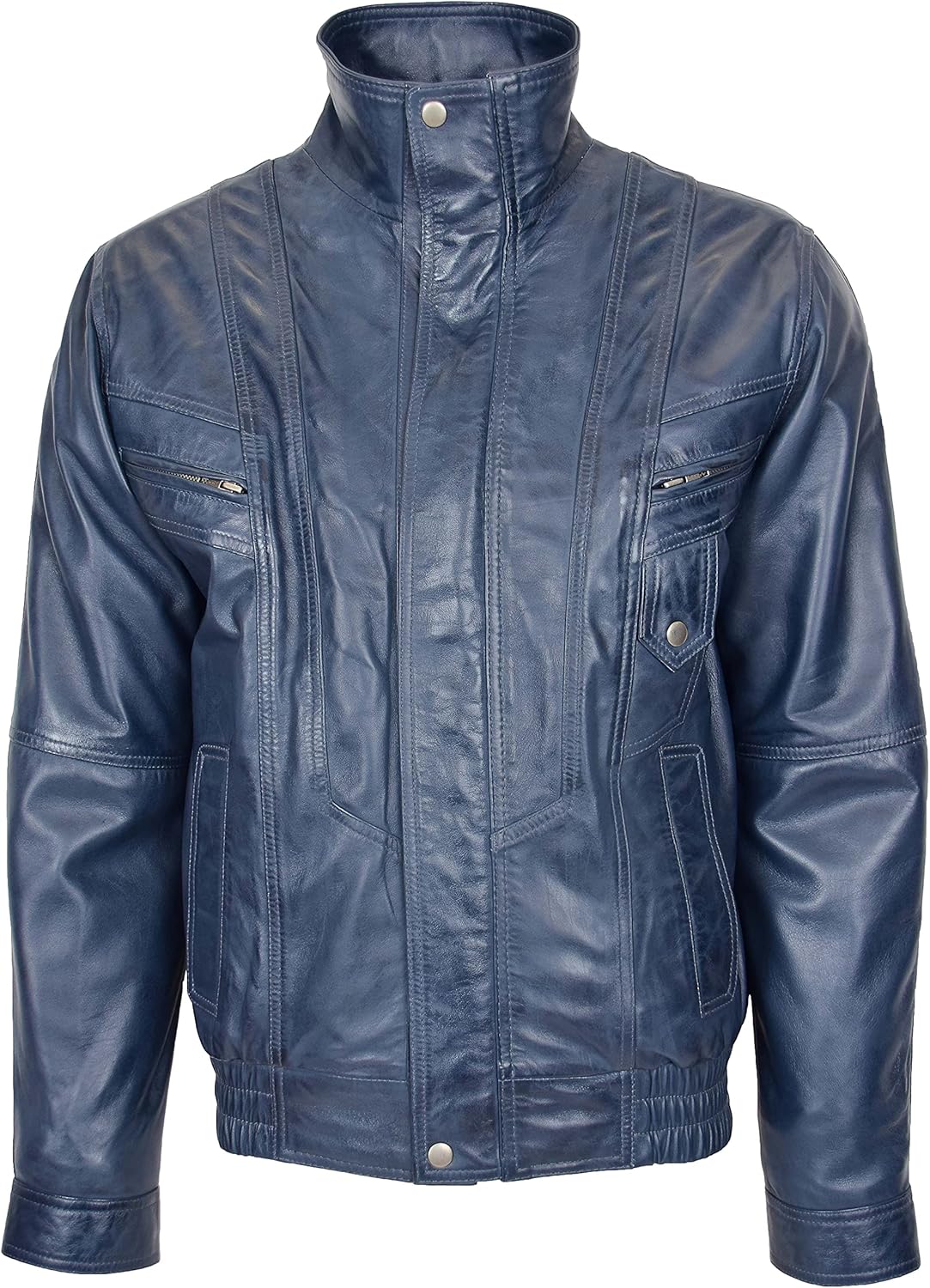 Mens Real Leather Bomber Jacket Classic Blouson Style Robert